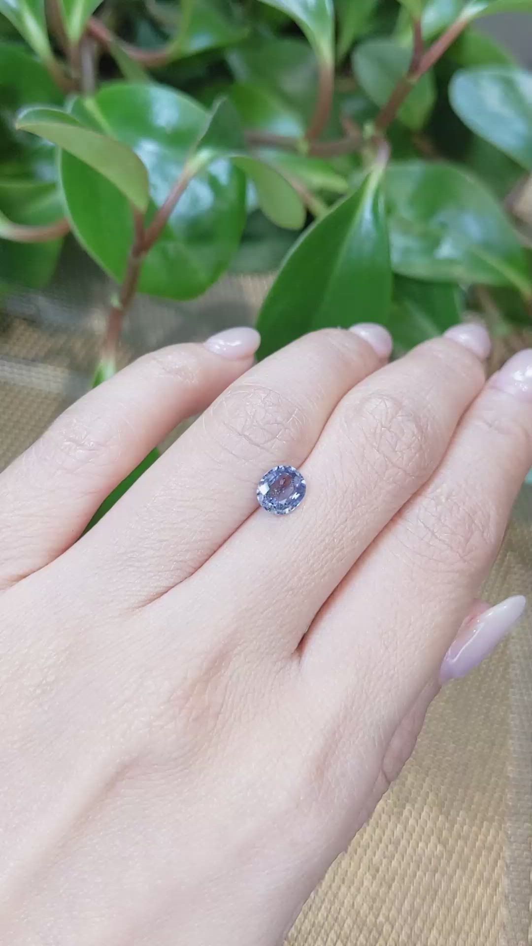 1.31 Ct. Greyish Blue Sapphire from Ceylon (Sri Lanka) Size Video