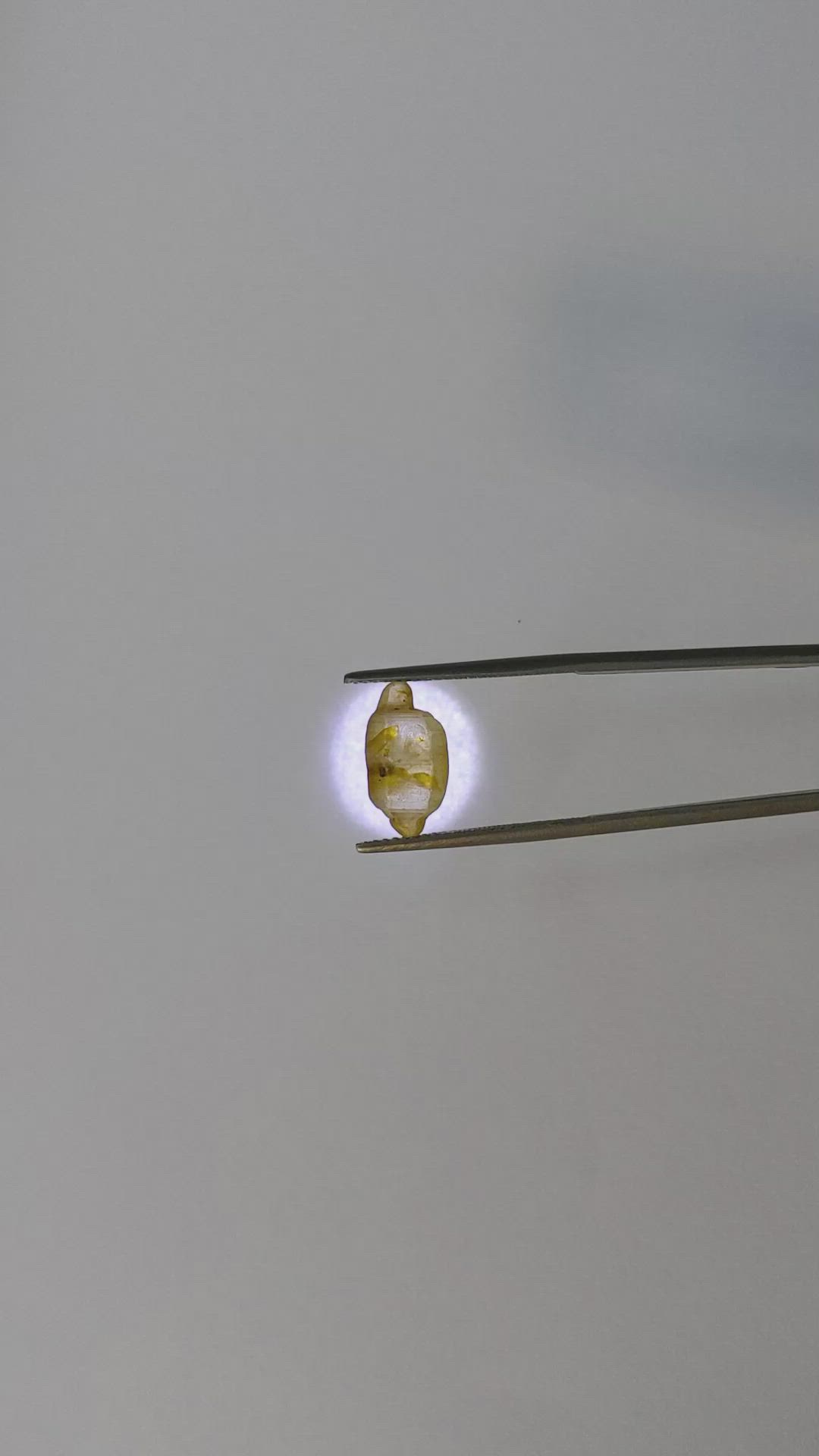 5.31 Ct. Yellow Rough Sapphire Crystal from Ceylon (Sri Lanka) Size Video