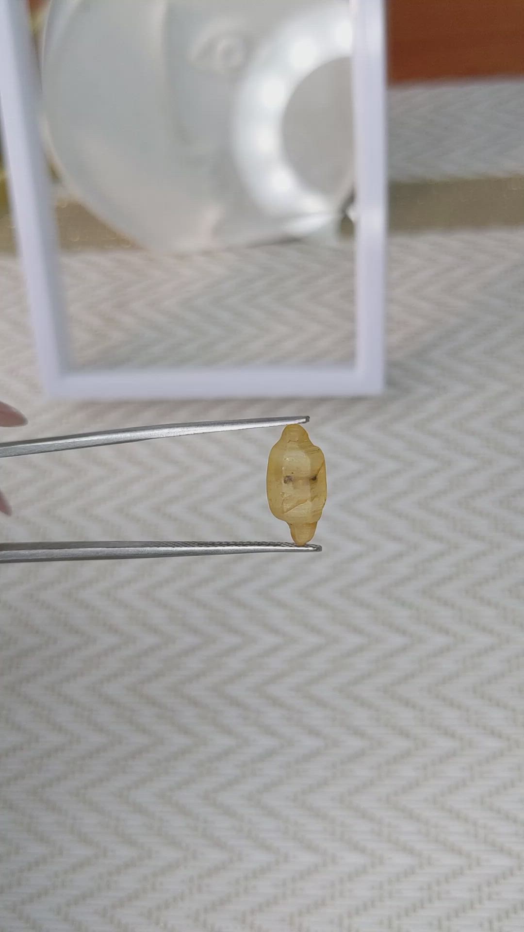 5.31 Ct. Yellow Rough Sapphire Crystal from Ceylon (Sri Lanka) Size Video