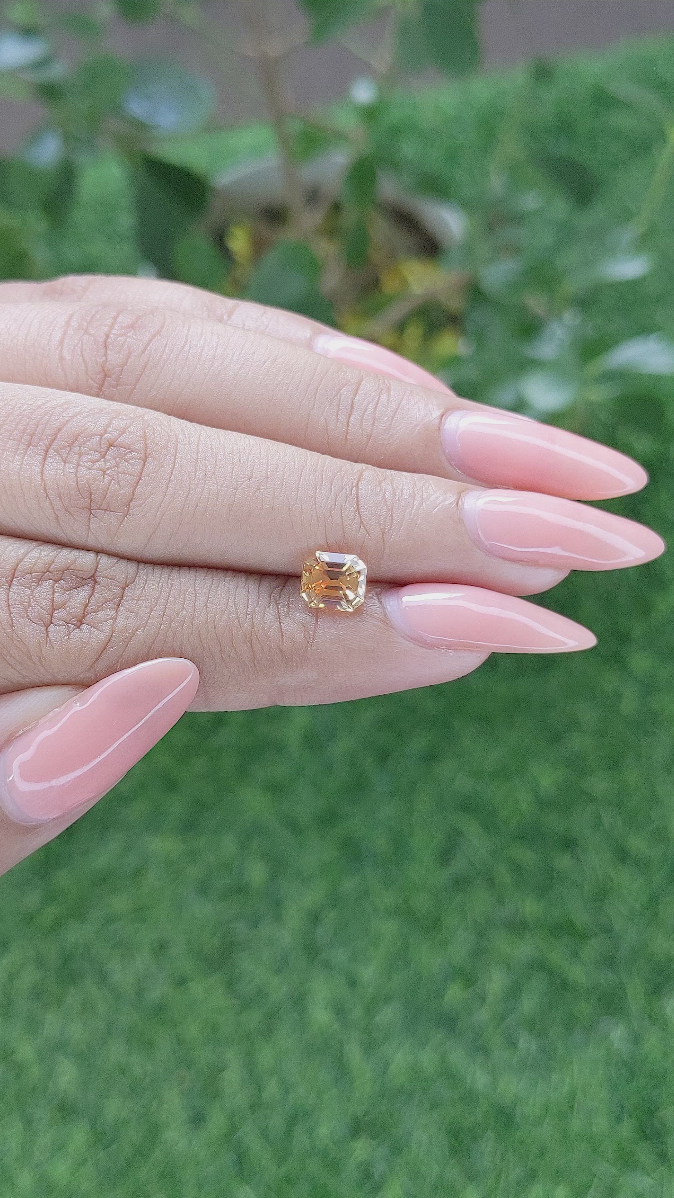 1.47 Ct. Orangish Yellow Sapphire from Madagascar Size Video