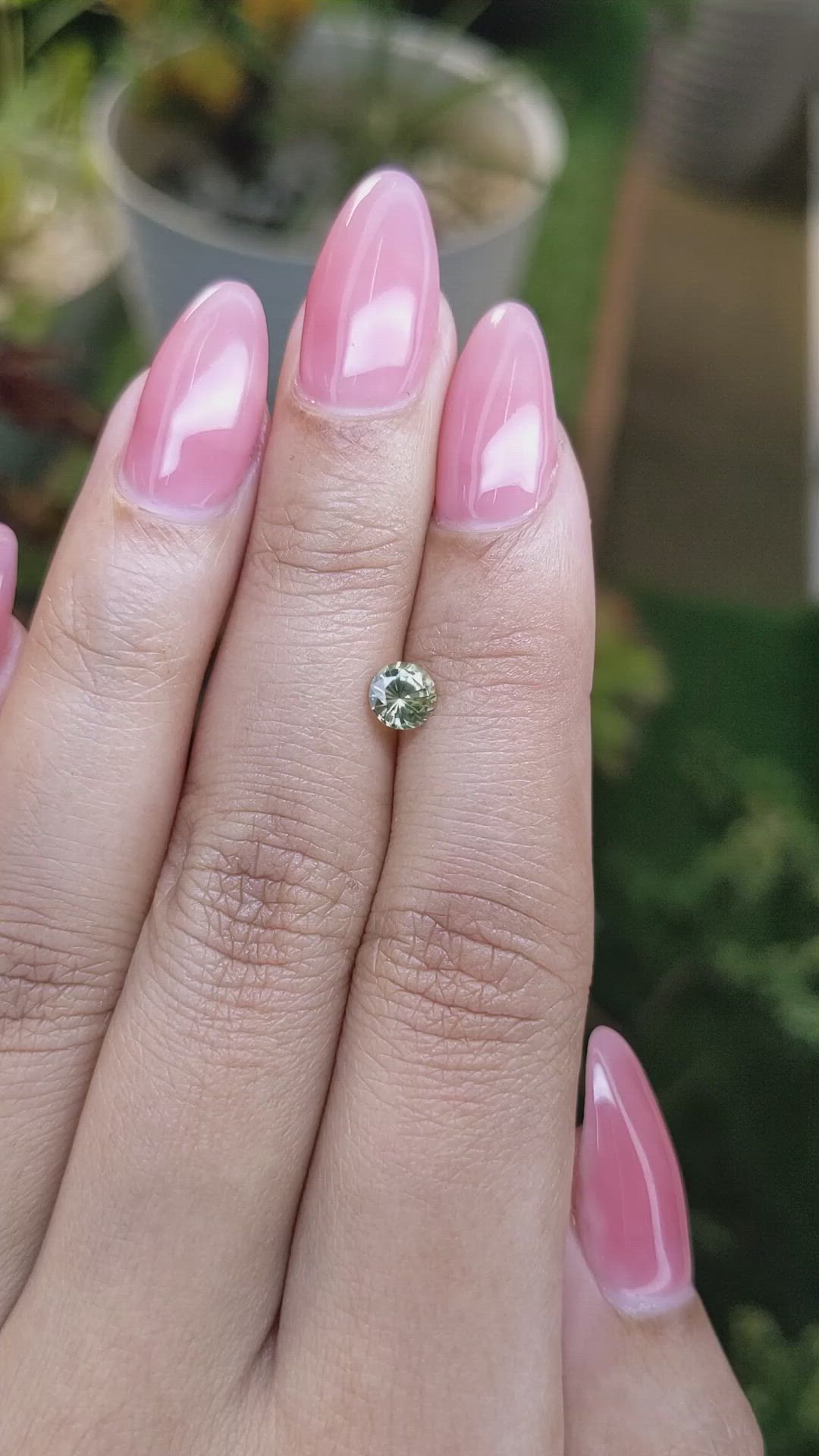 0.57 Ct. Yellowish Green Sapphire from Madagascar Size Video