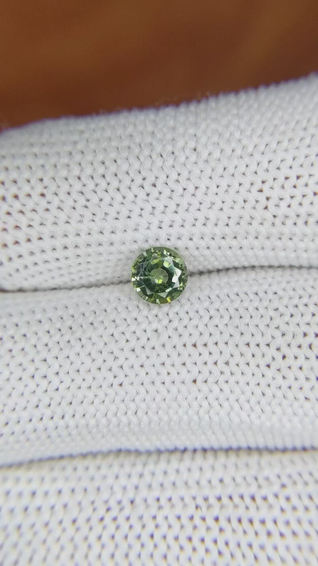 0.74 Ct. Yellowish Green Sapphire from Madagascar Size Video
