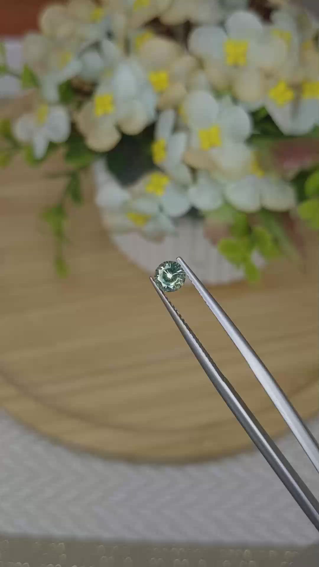 0.53 Ct. Bluish Green Sapphire from Madagascar Size Video