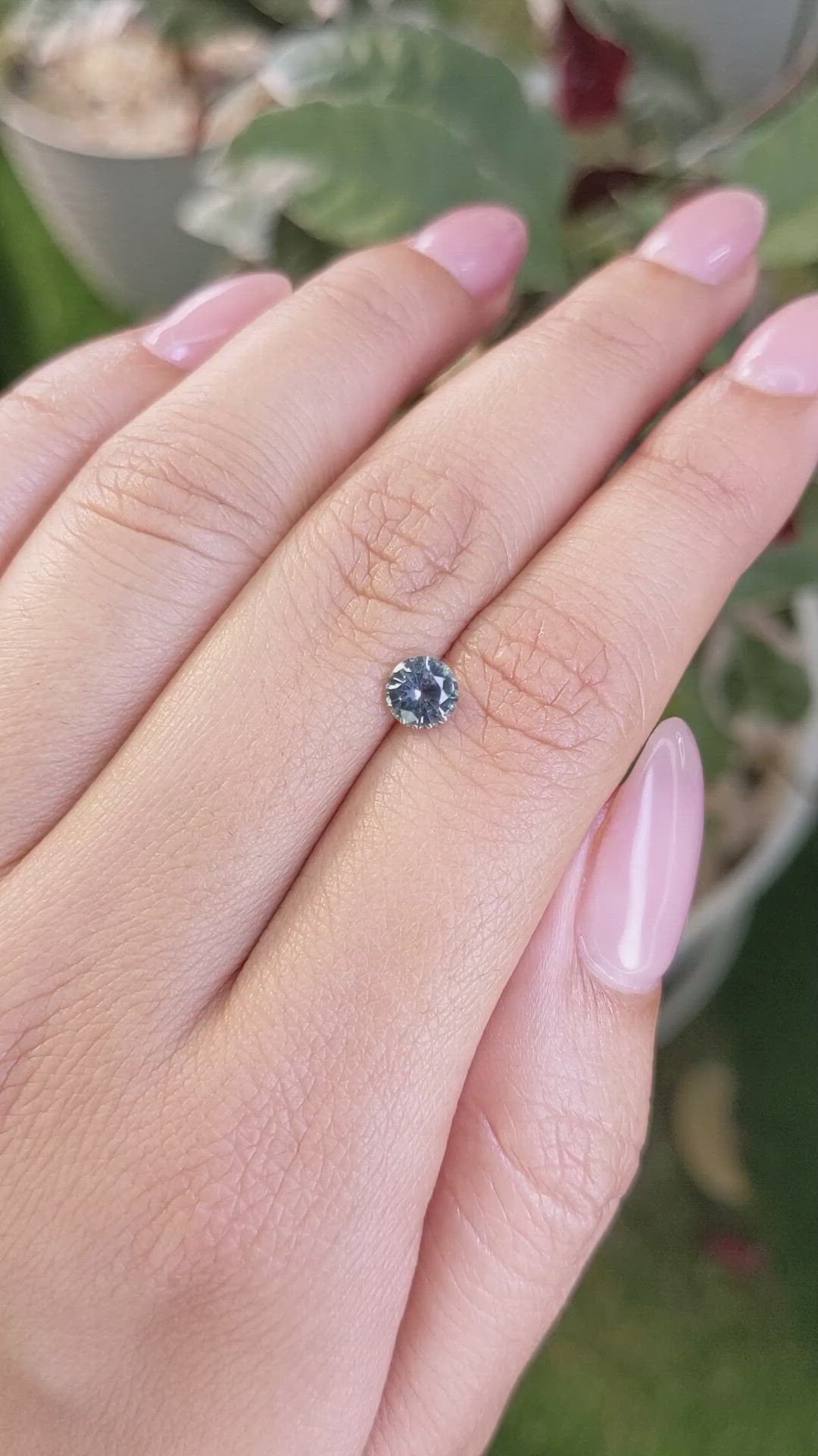 0.73 Ct. Bluish Green Sapphire from Madagascar Size Video