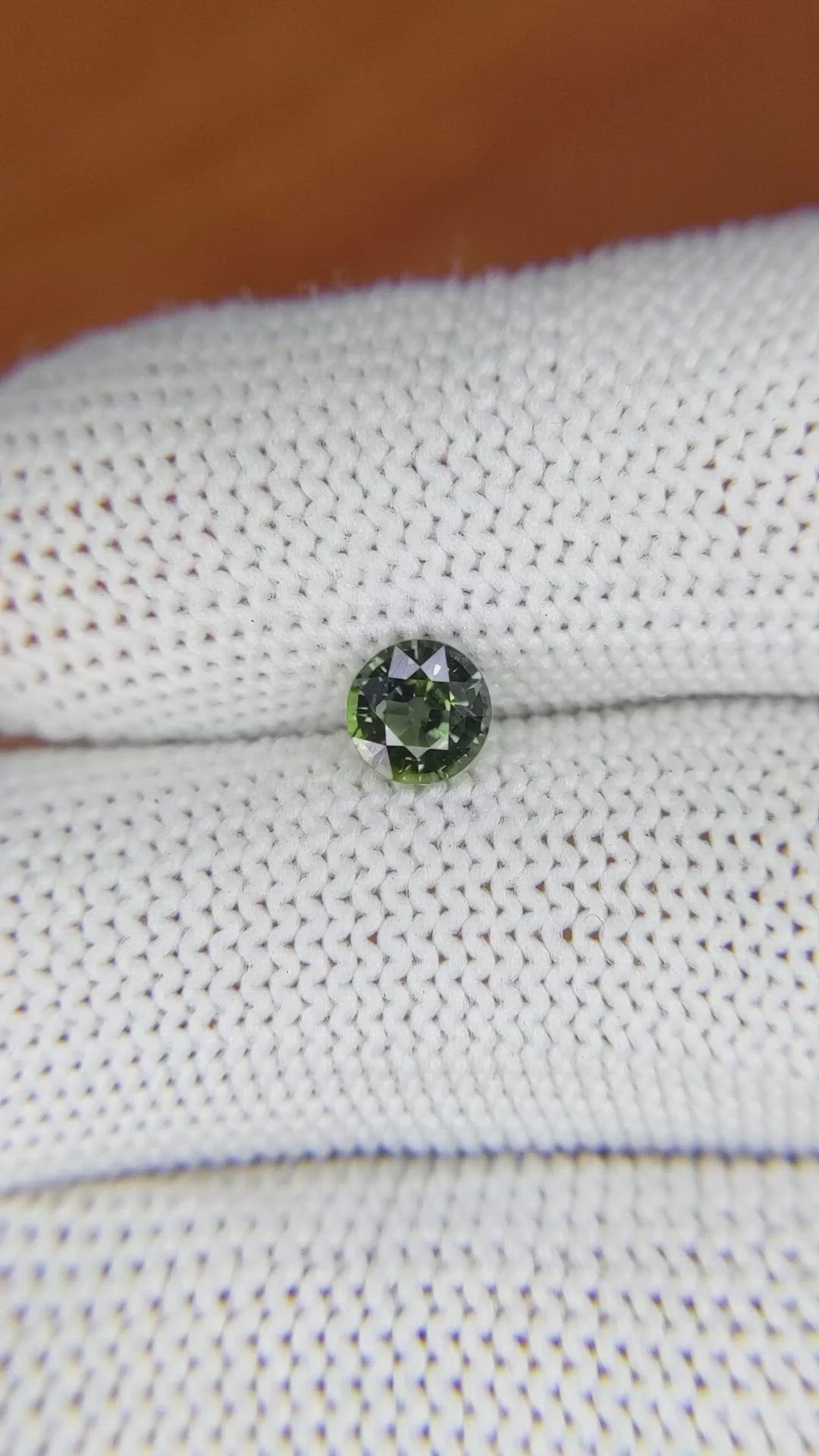0.76 Ct. Yellowish Green Sapphire from Madagascar Size Video