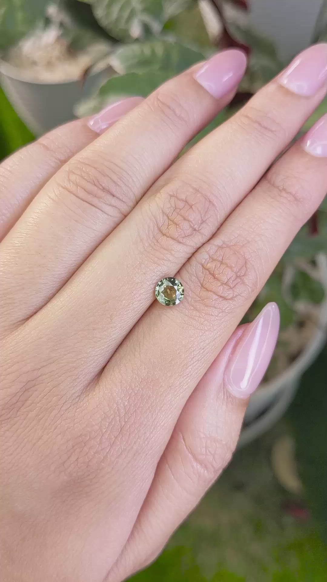 0.87 Ct. Yellowish Green Sapphire from Madagascar Size Video