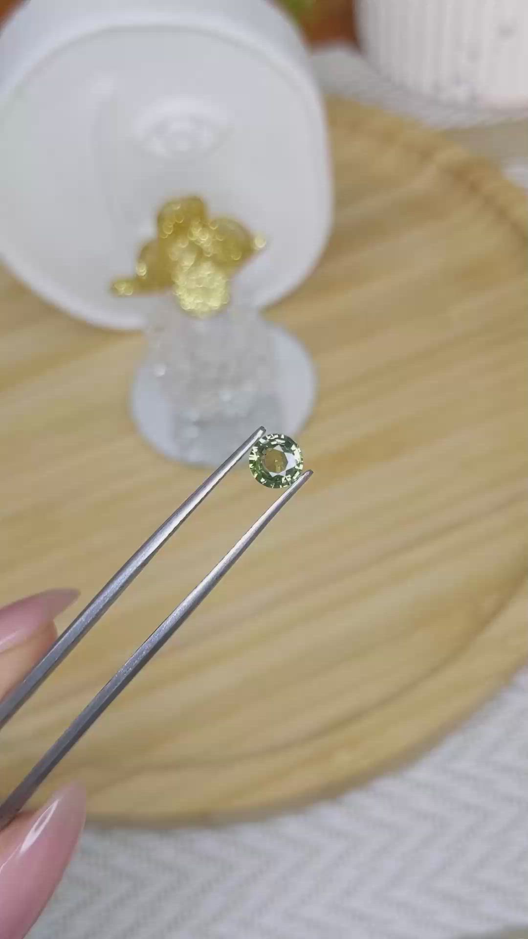 0.87 Ct. Yellowish Green Sapphire from Madagascar Size Video