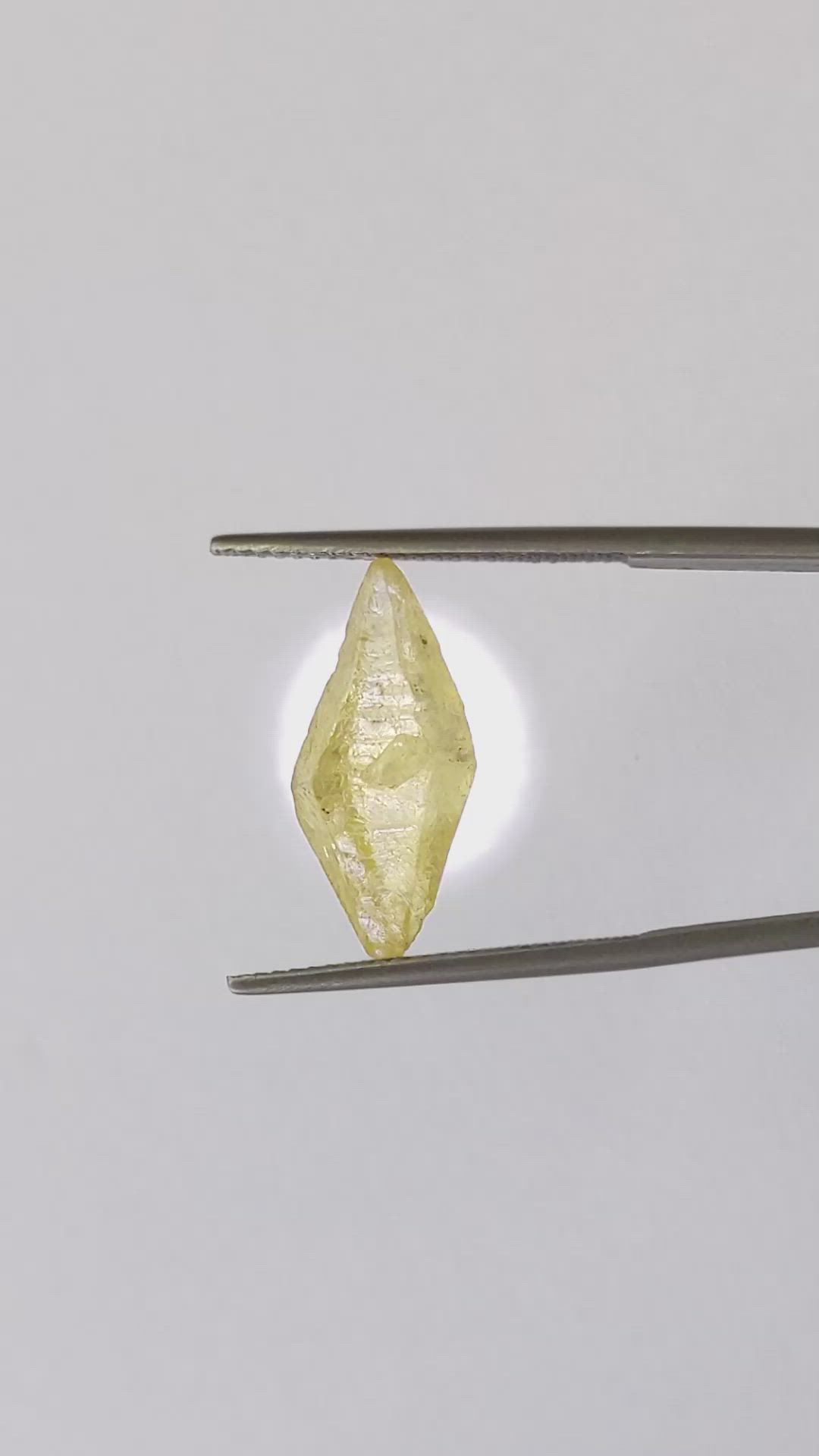 8.85 Ct. Yellow Rough Sapphire Crystal from Ceylon (Sri Lanka) Size Video
