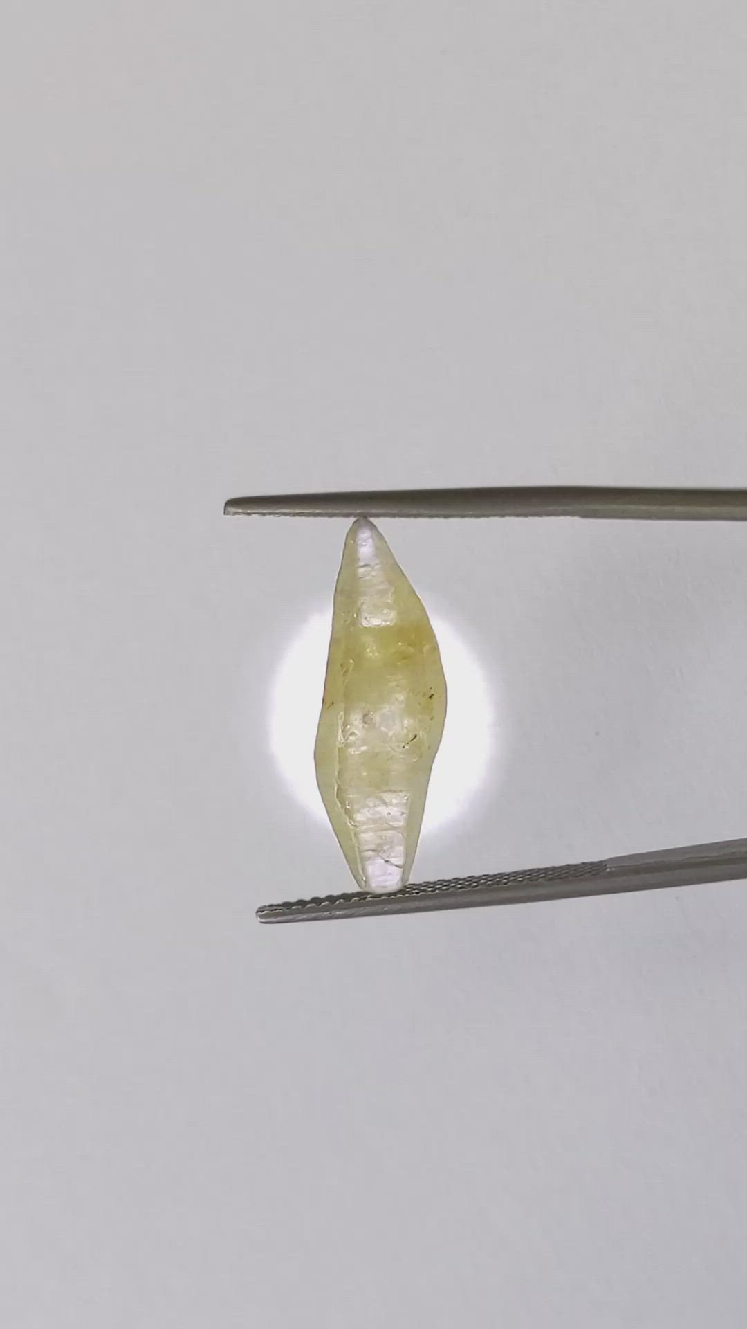 7.37 Ct. Yellow Rough Sapphire Crystal from Ceylon (Sri Lanka) Size Video