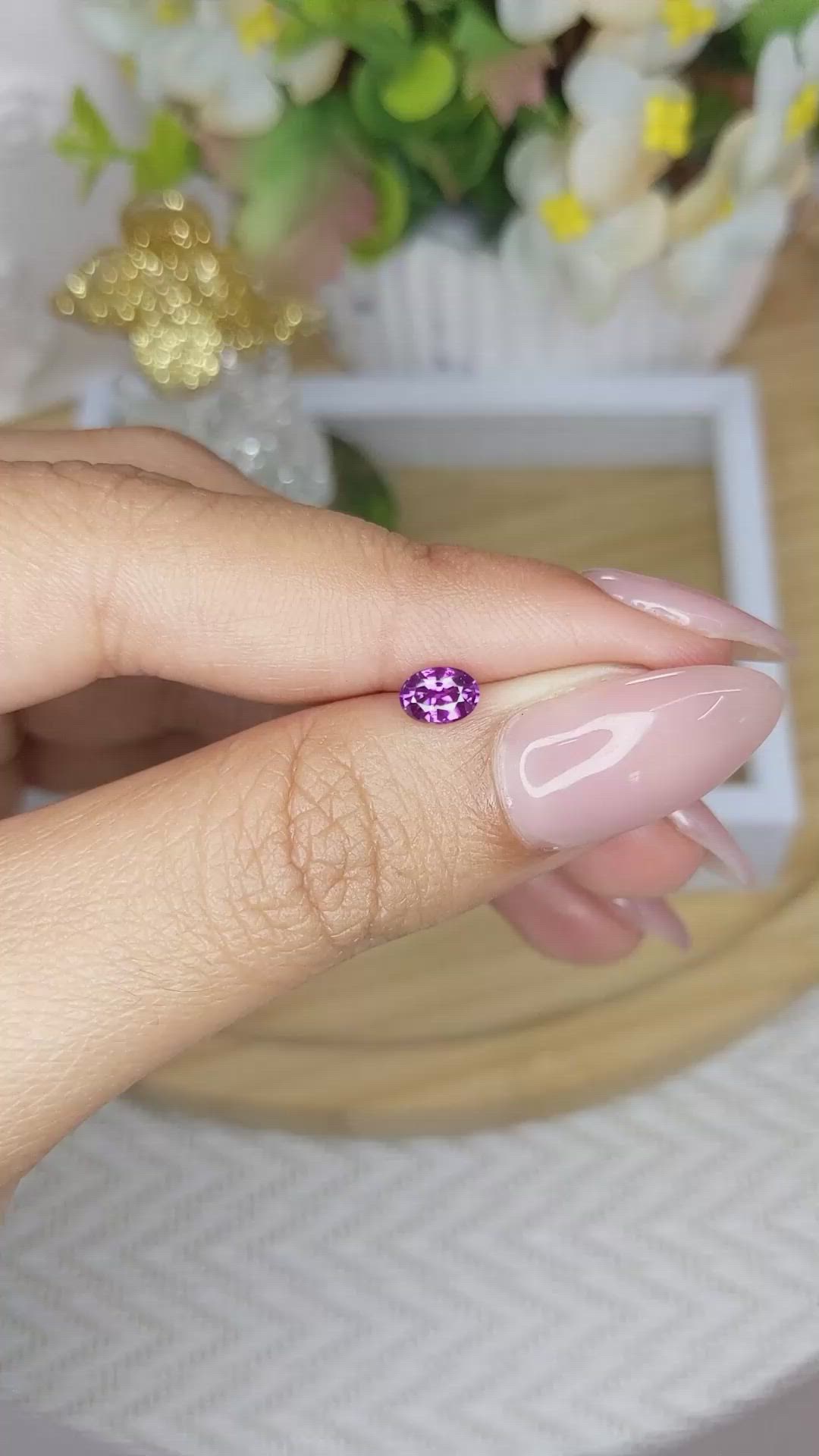 0.51 Ct. Pinkish Purple Sapphire from Ceylon (Sri Lanka) Size Video