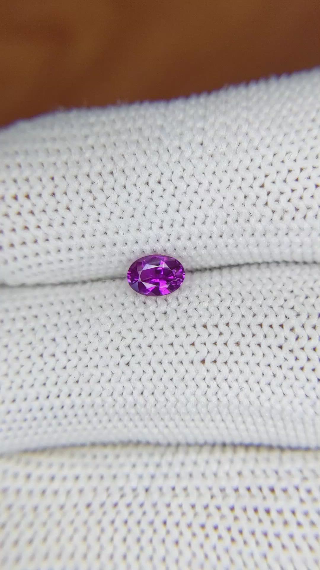 0.51 Ct. Pinkish Purple Sapphire from Ceylon (Sri Lanka) Size Video