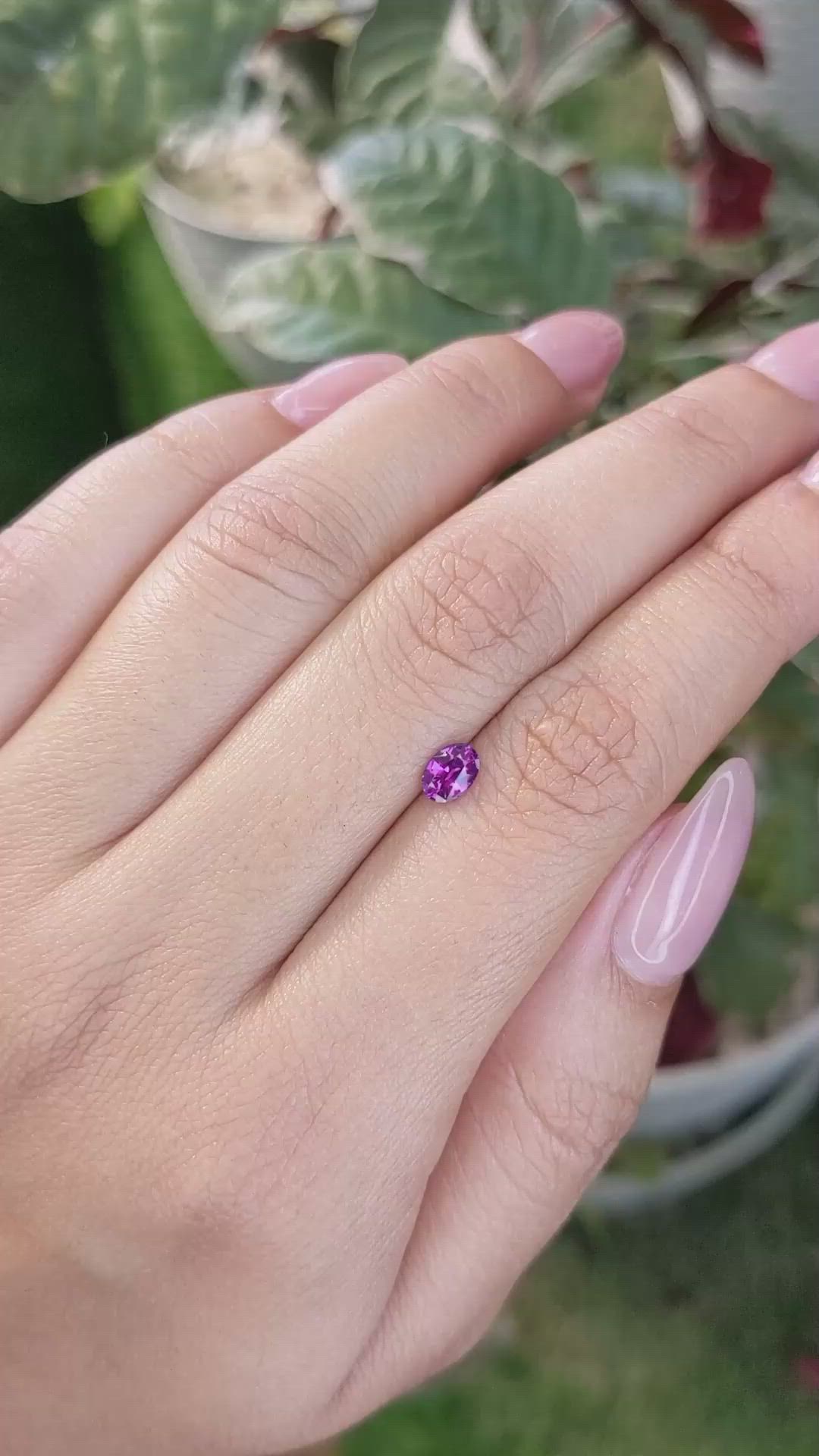 0.51 Ct. Pinkish Purple Sapphire from Ceylon (Sri Lanka) Size Video