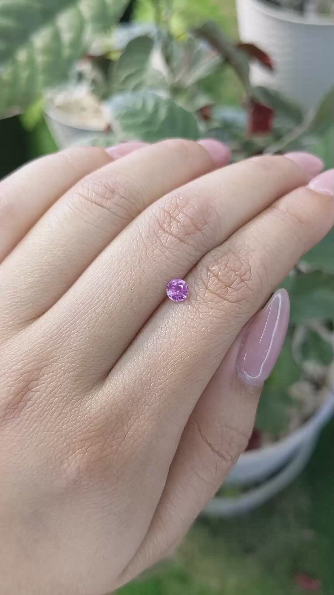 0.41 Ct. Pinkish Purple Sapphire from Ceylon (Sri Lanka) Size Video