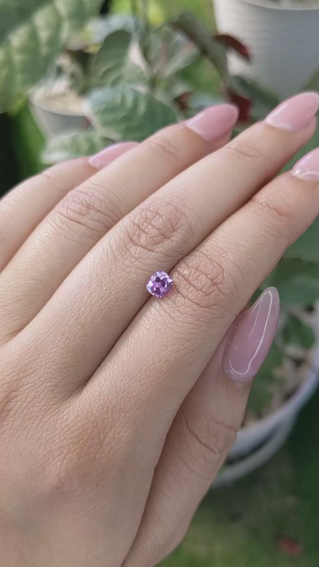 0.69 Ct. Pinkish Purple Sapphire from Ceylon (Sri Lanka) Size Video