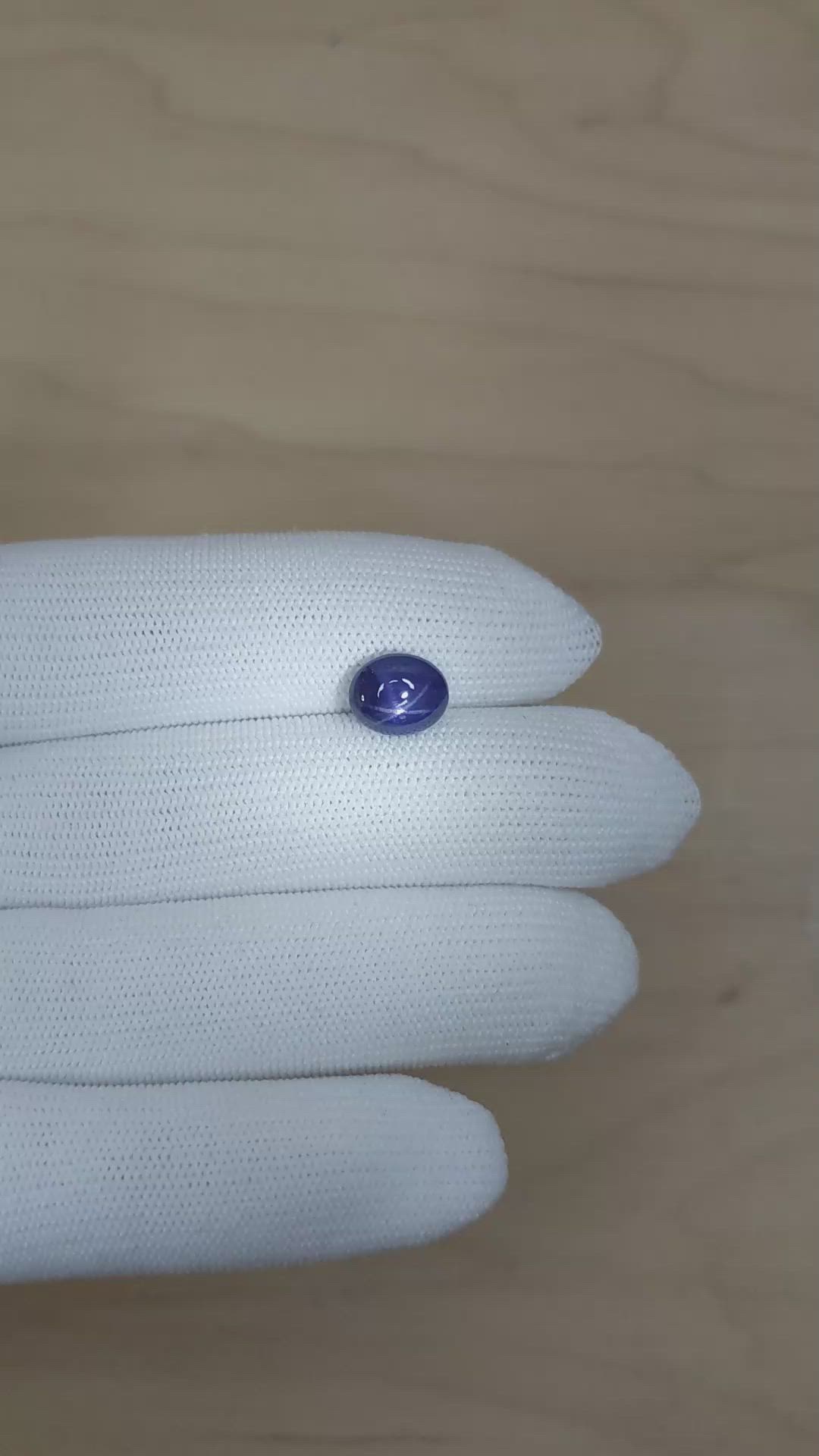 5.15 Ct. Blue Cabochon Star Sapphire from Ceylon (Sri Lanka) Size Video
