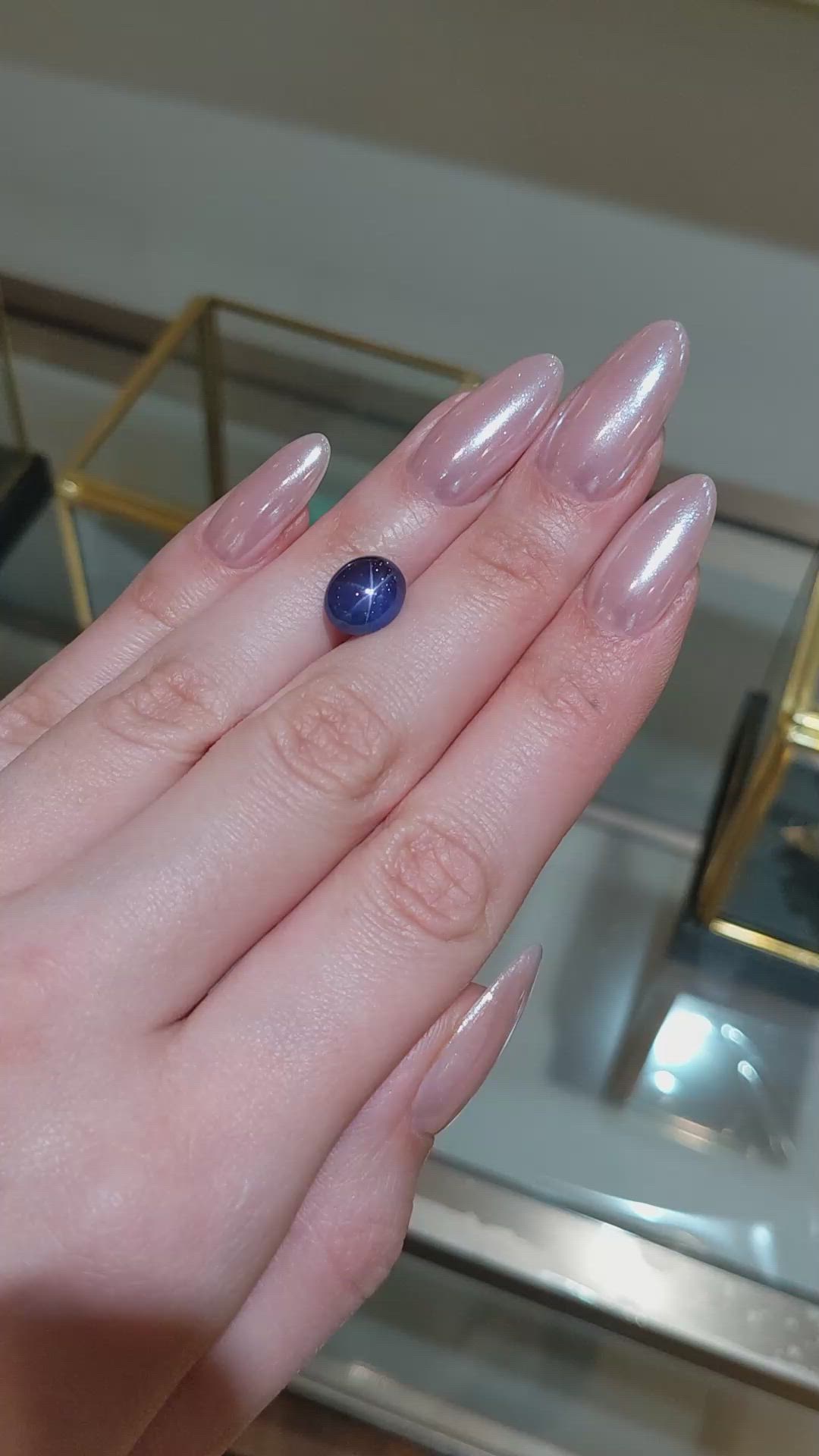 5.15 Ct. Blue Cabochon Star Sapphire from Ceylon (Sri Lanka) Size Video