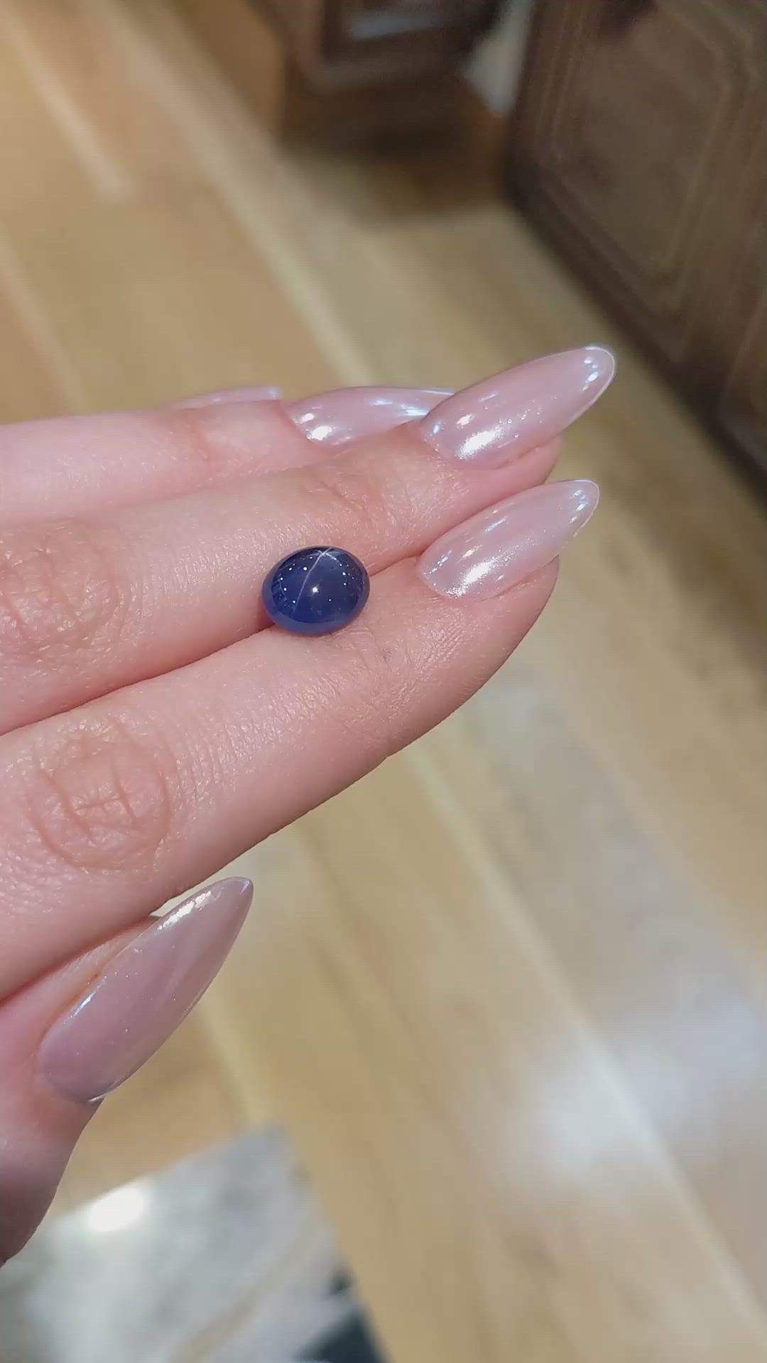 5.15 Ct. Blue Cabochon Star Sapphire from Ceylon (Sri Lanka) Size Video