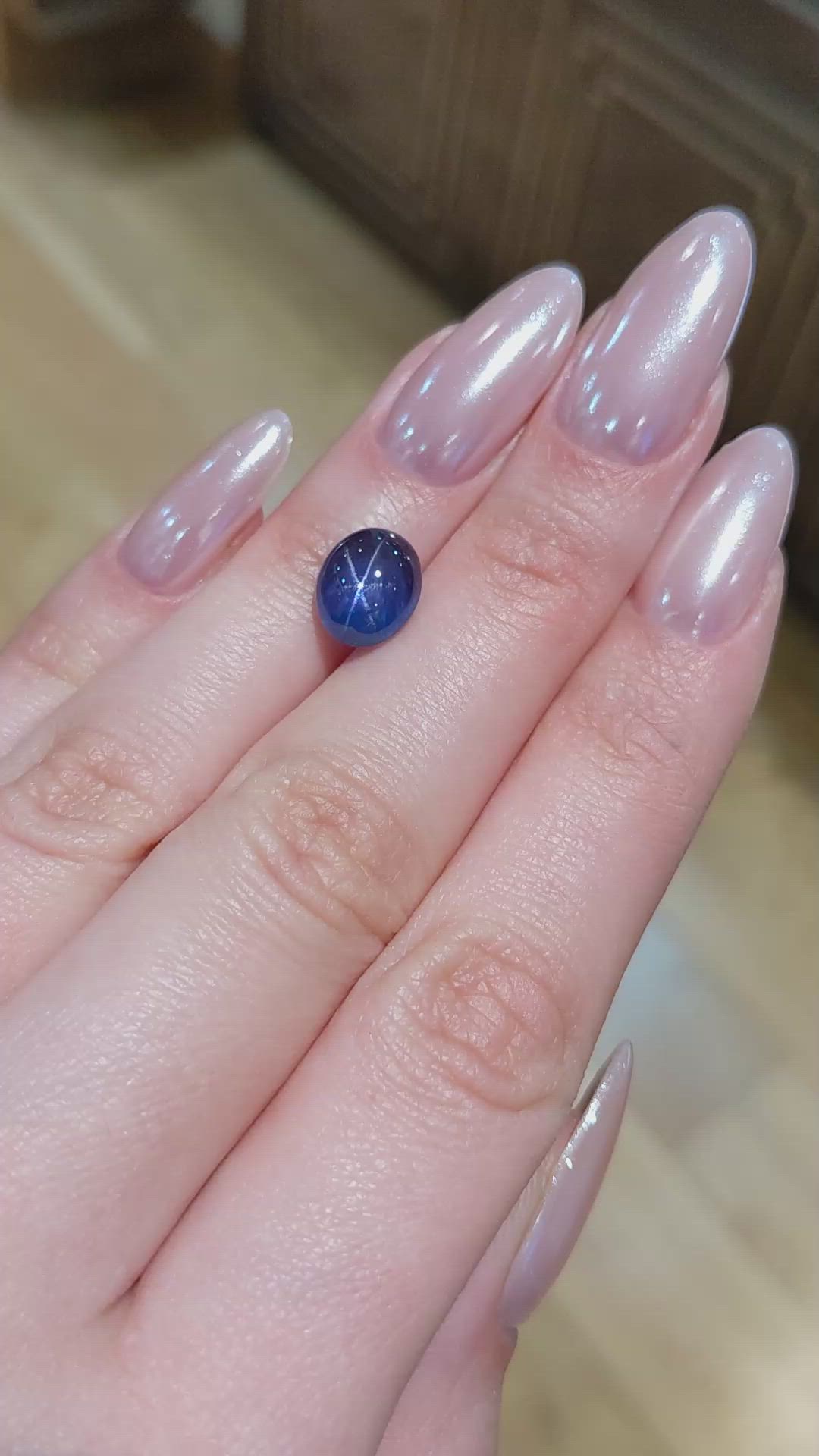 5.15 Ct. Blue Cabochon Star Sapphire from Ceylon (Sri Lanka) Size Video