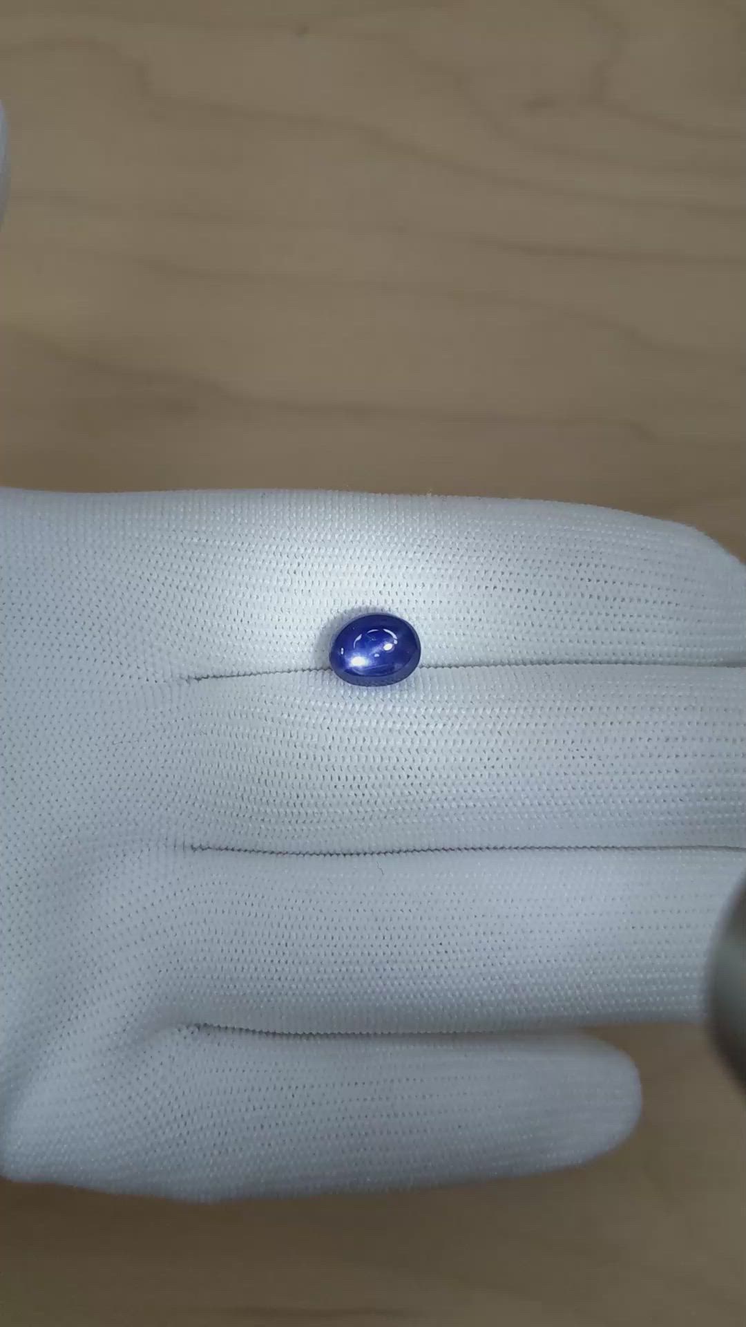 5.43 Ct. Blue Star Sapphire from Ceylon (Sri Lanka) Size Video