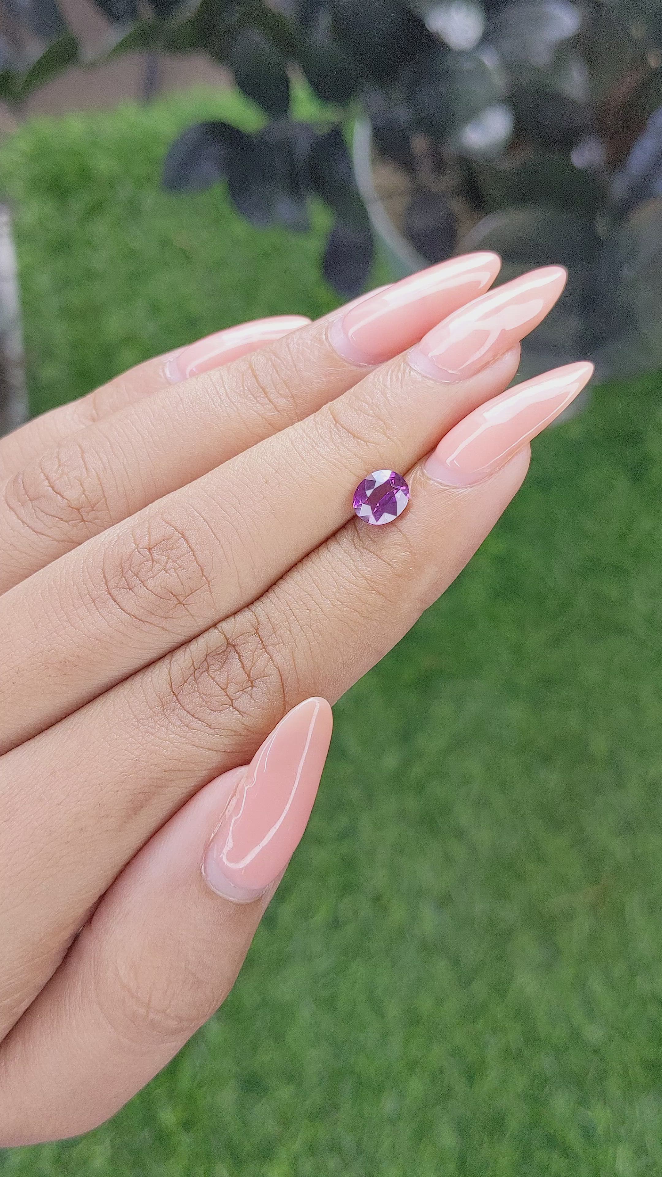 1.23 Ct. Purplish Pink Sapphire from Ceylon (Sri Lanka) Size Video