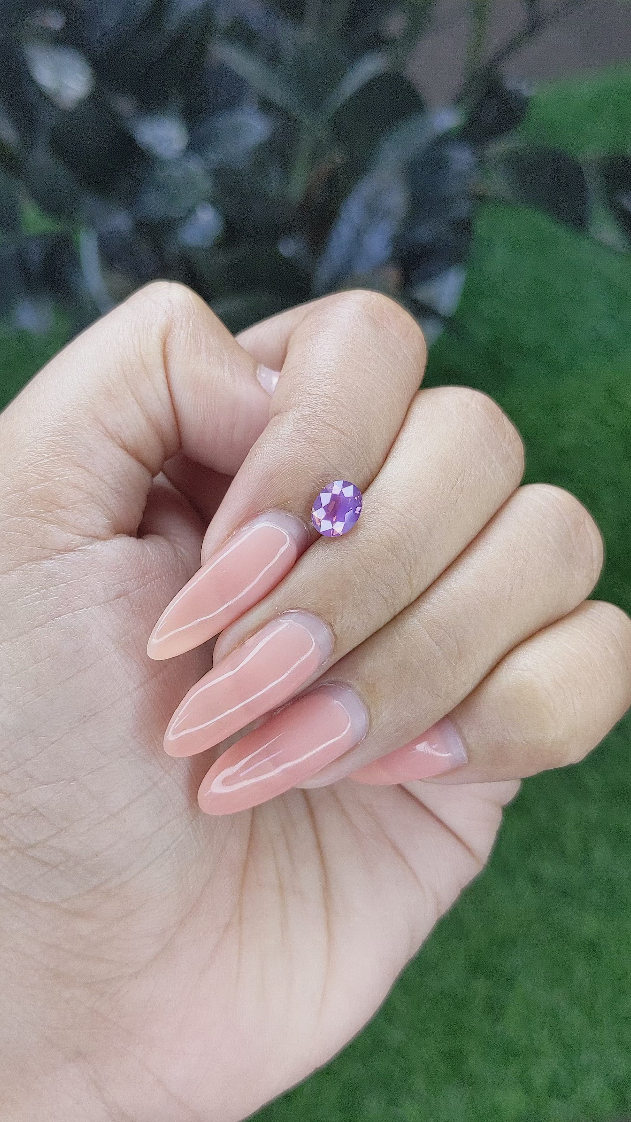 1.12 Ct. Pinkish Purple Sapphire from Ceylon (Sri Lanka) Size Video