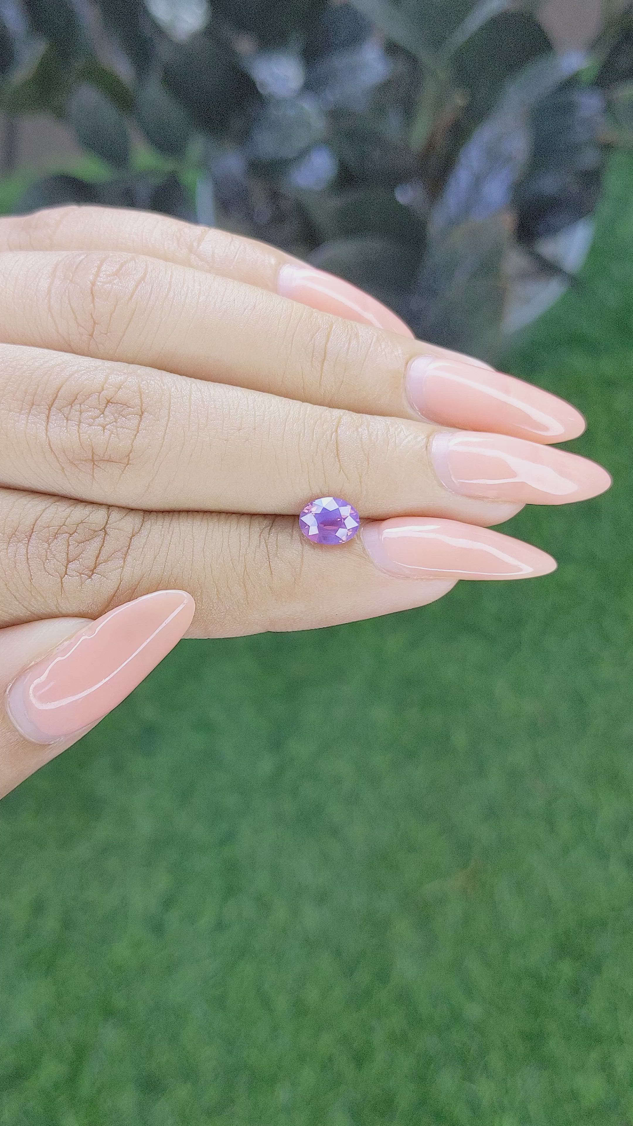 1.12 Ct. Pinkish Purple Sapphire from Ceylon (Sri Lanka) Size Video