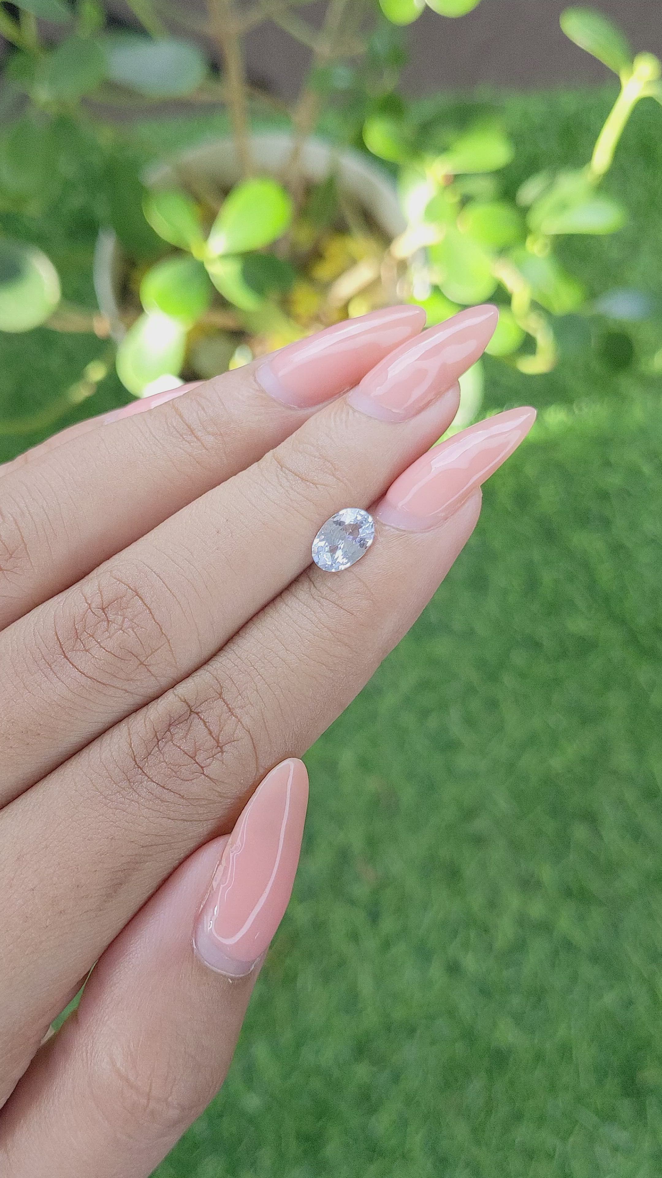 1.14 Ct. White Sapphire from Ceylon (Sri Lanka) Size Video