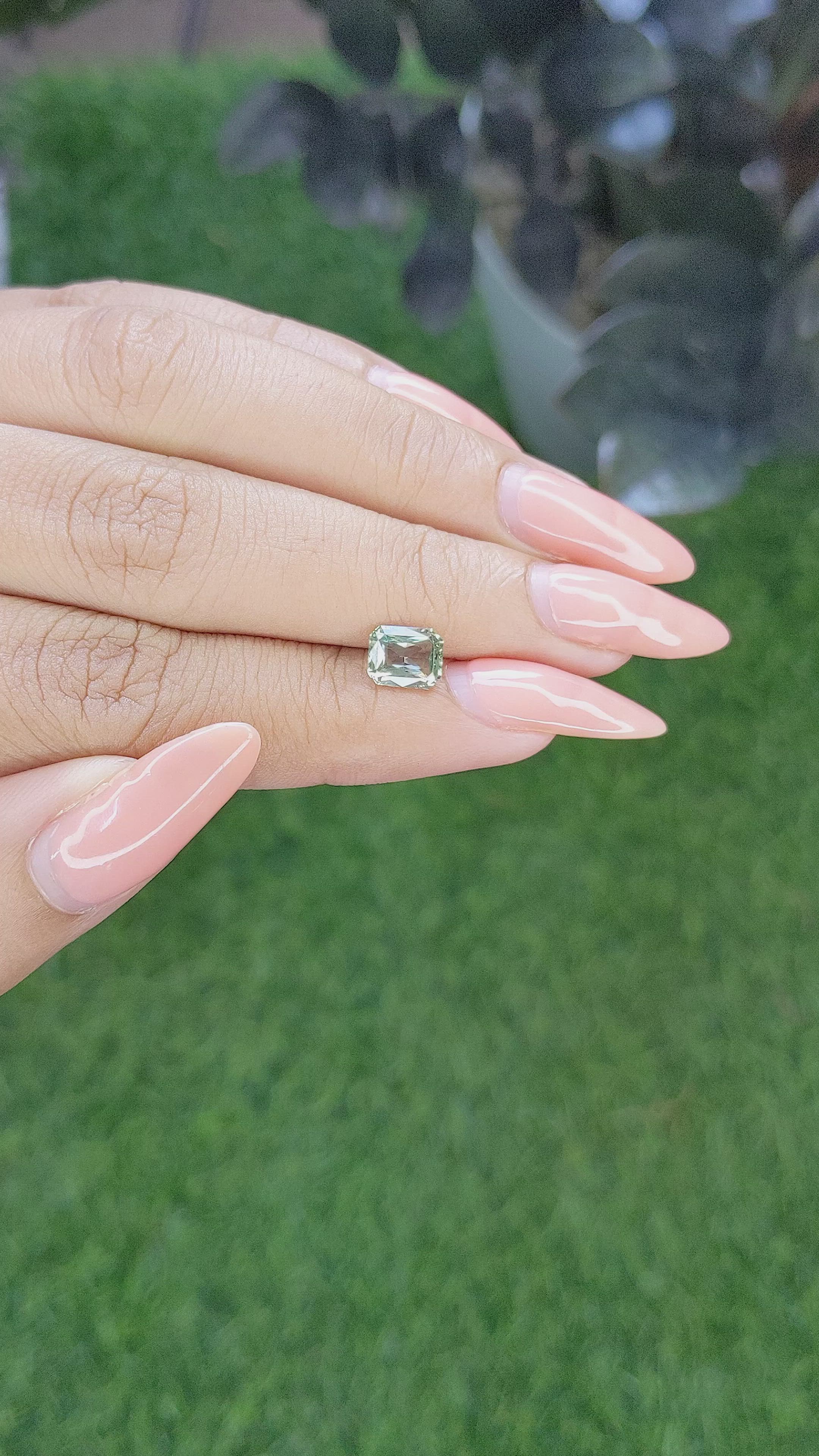 1.32 Ct. Green Sapphire from Ceylon (Sri Lanka) Size Video