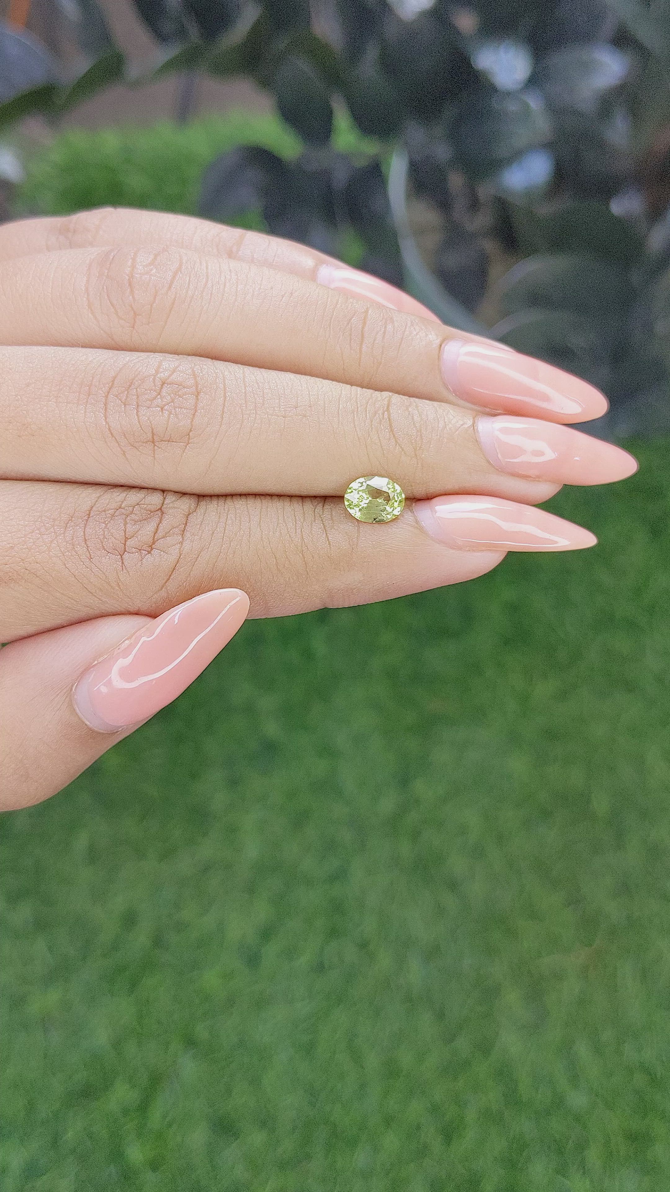 1.01 Ct. Yellowish Green Sapphire from Ceylon (Sri Lanka) Size Video