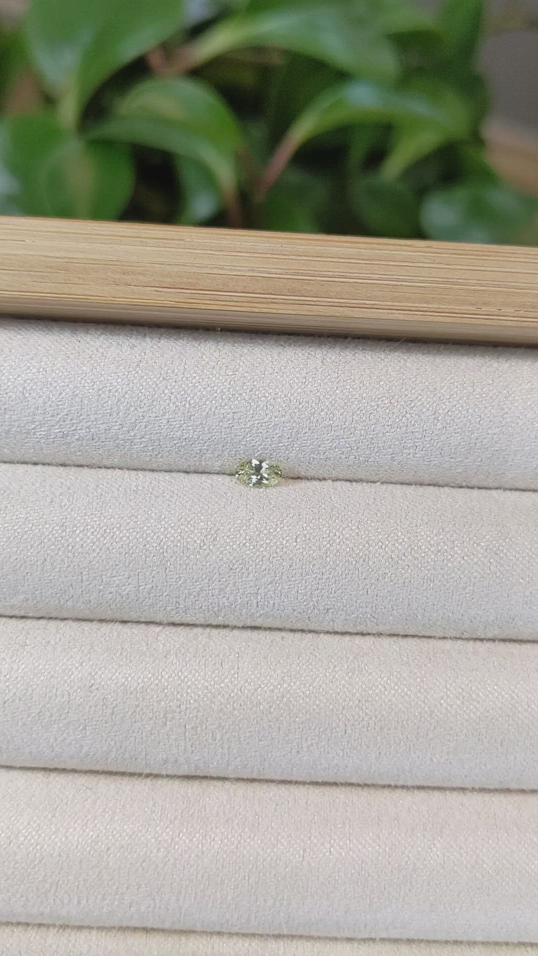 0.27 Ct. Greenish Yellow Sapphire from Montana Size Video