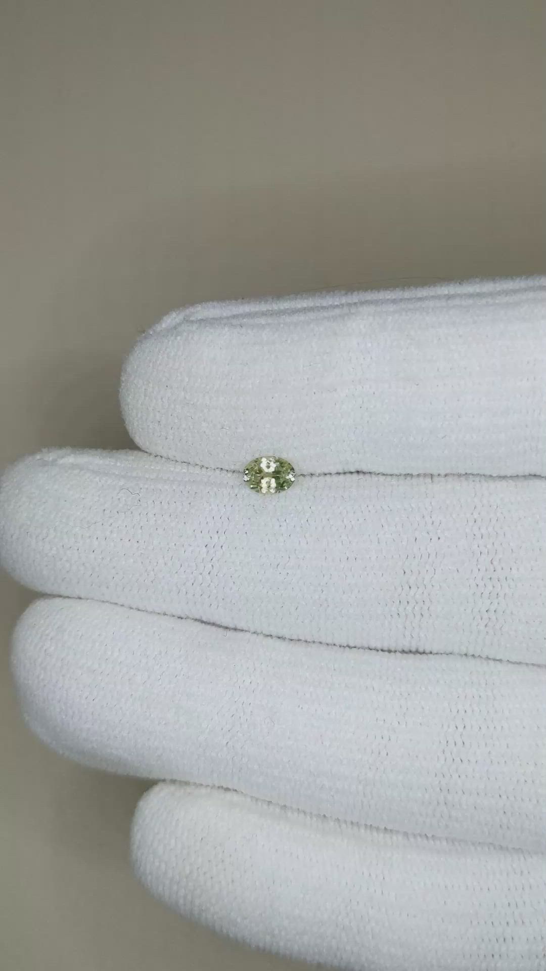 0.31 Ct. Yellowish Green Sapphire from Montana Size Video