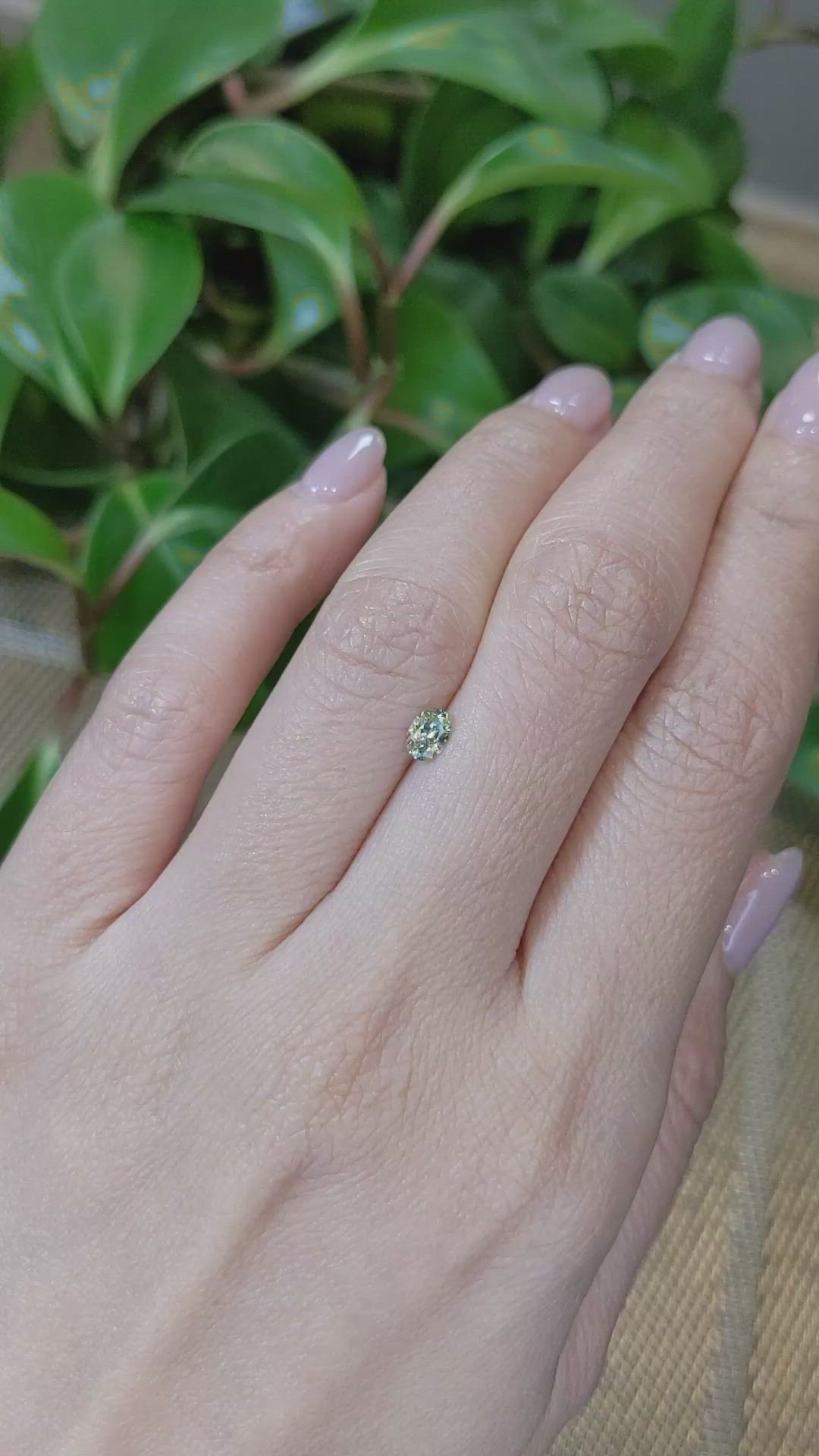 0.31 Ct. Yellowish Green Sapphire from Montana Size Video