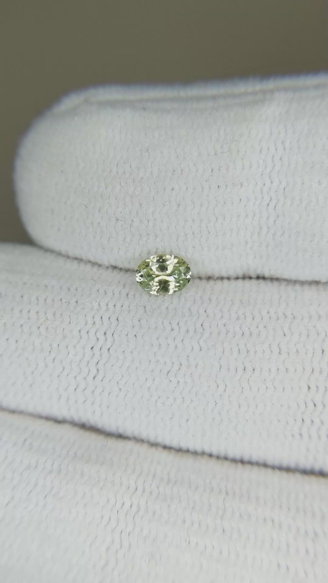 0.31 Ct. Yellowish Green Sapphire from Montana Size Video