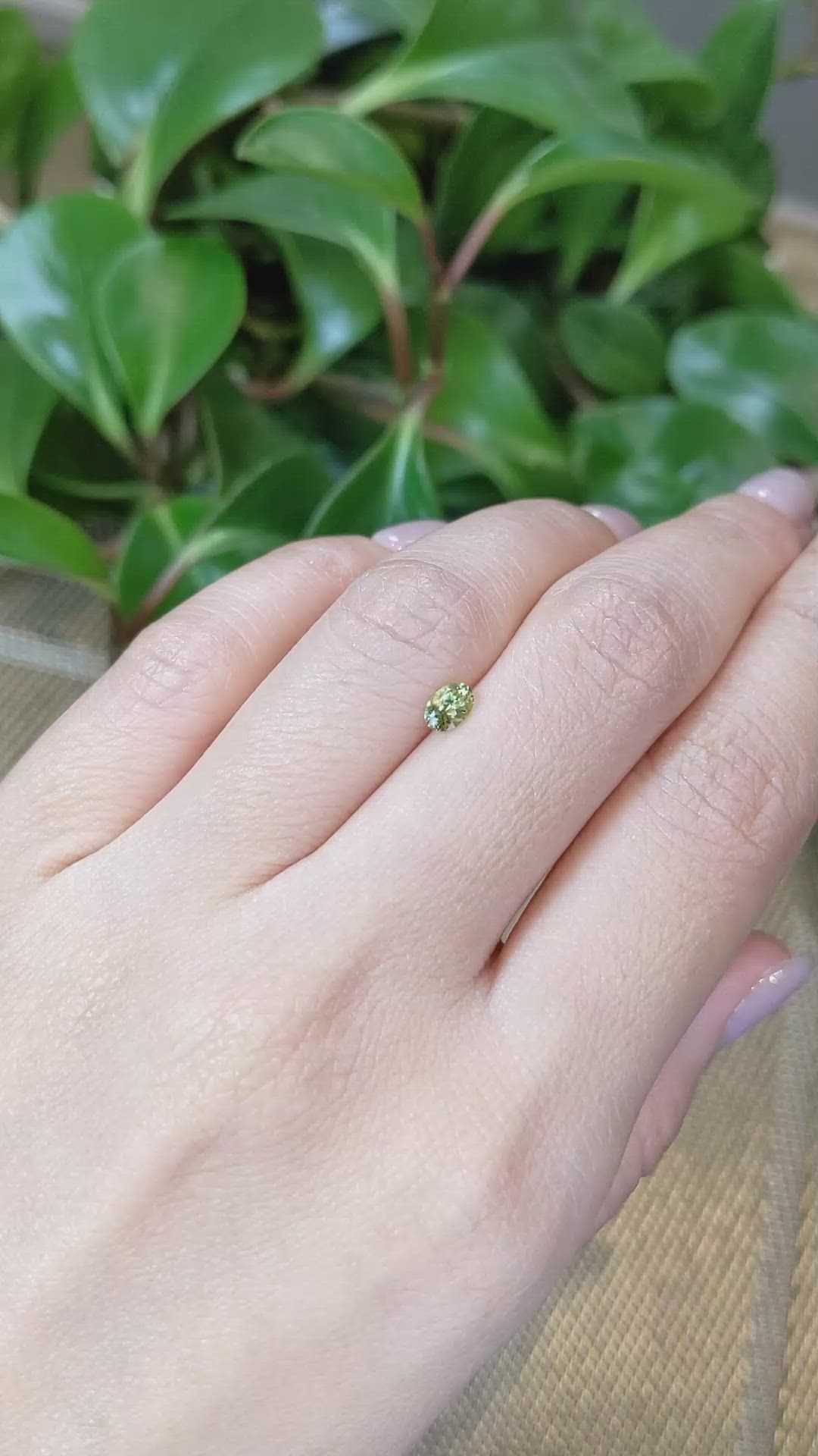 0.34 Ct. Greenish Yellow Sapphire from Montana Size Video