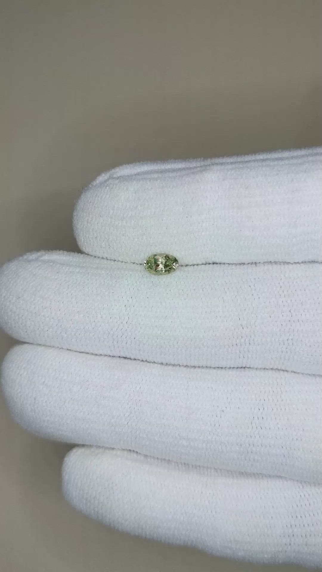 0.39 Ct. Yellowish Green Sapphire from Montana Size Video