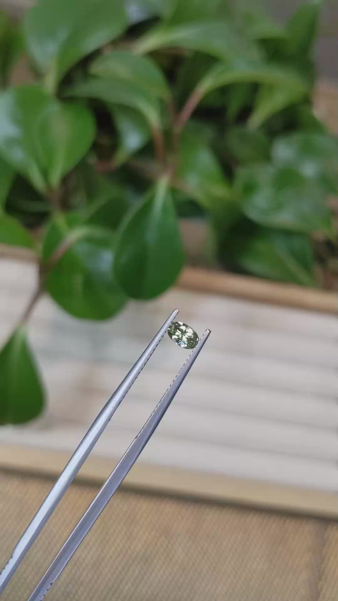 0.39 Ct. Yellowish Green Sapphire from Montana Size Video