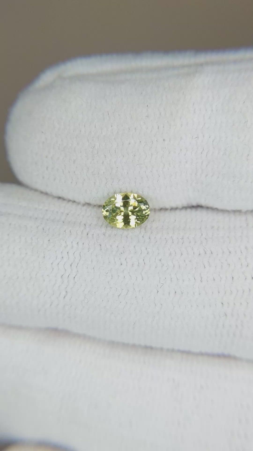 0.46 Ct. Yellowish Green Sapphire from Montana Size Video