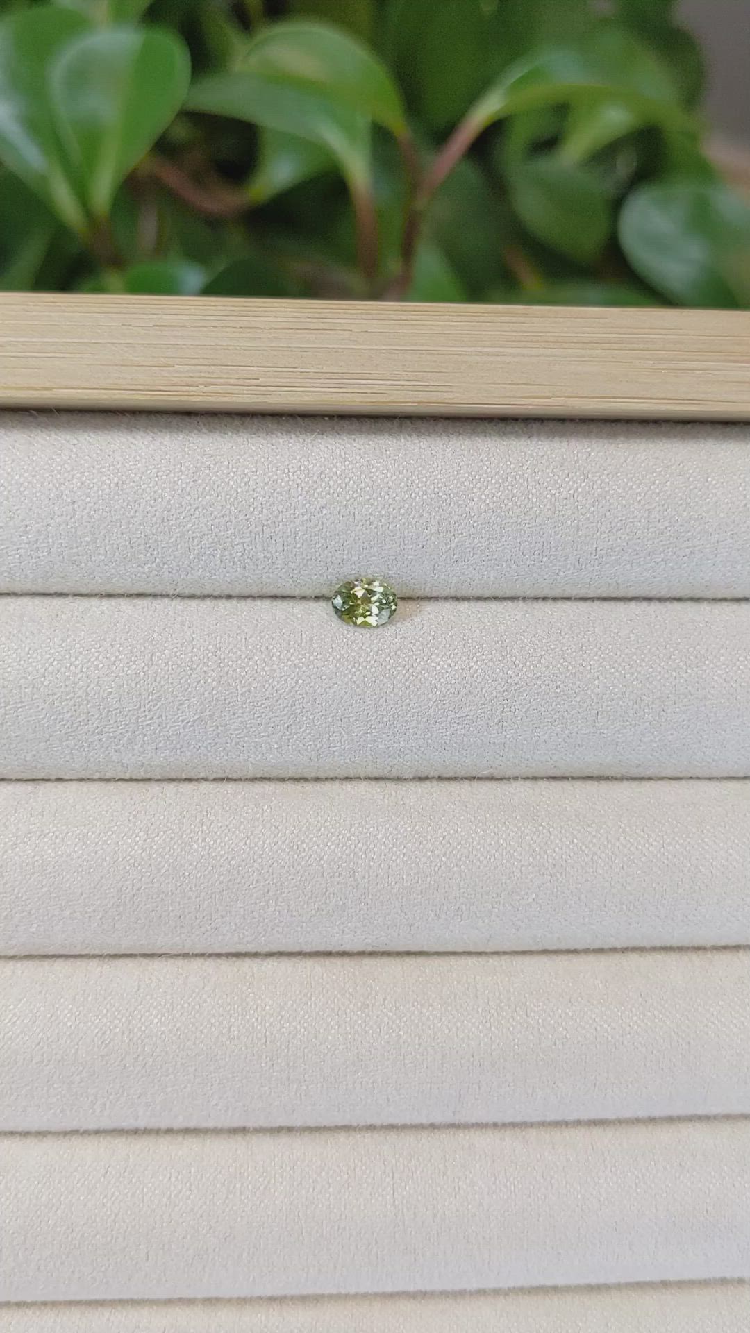0.46 Ct. Yellowish Green Sapphire from Montana Size Video