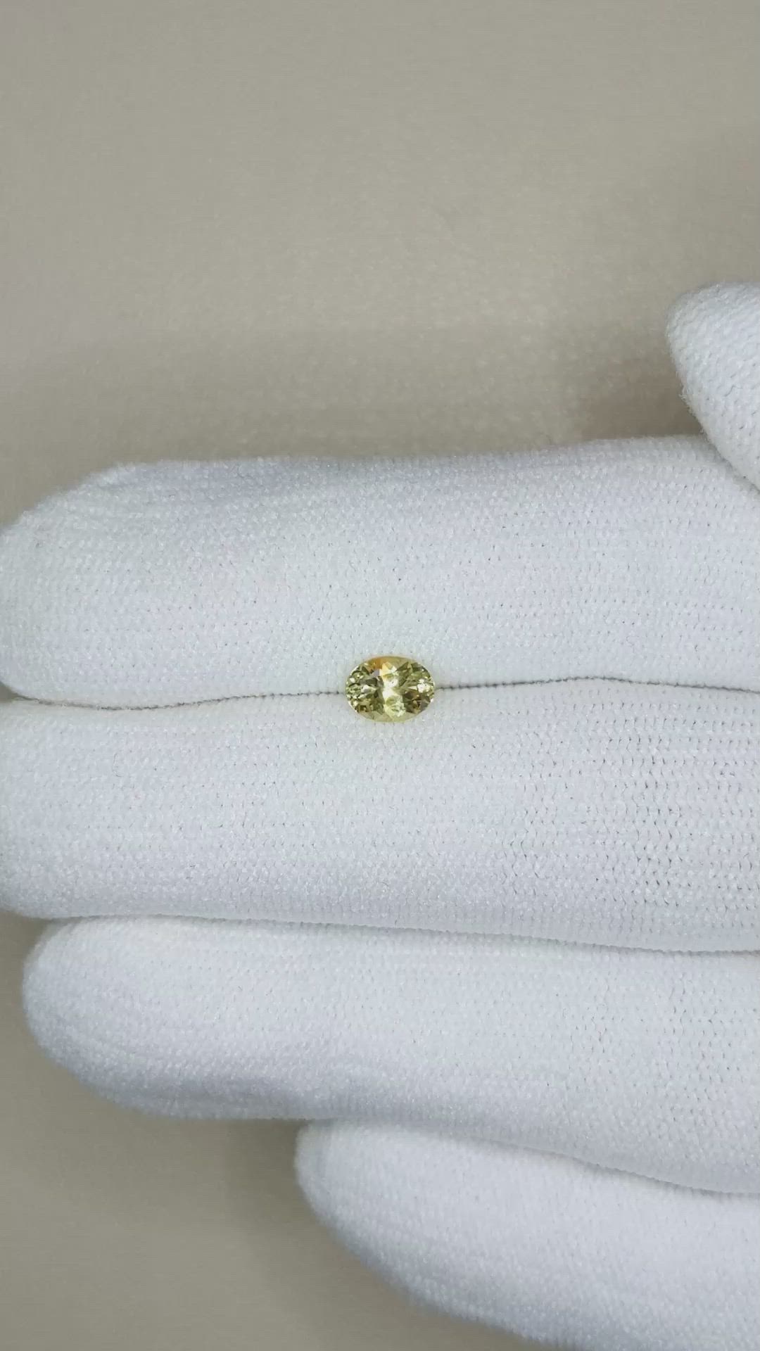0.53 Ct. Greenish Yellow Sapphire from Montana Size Video