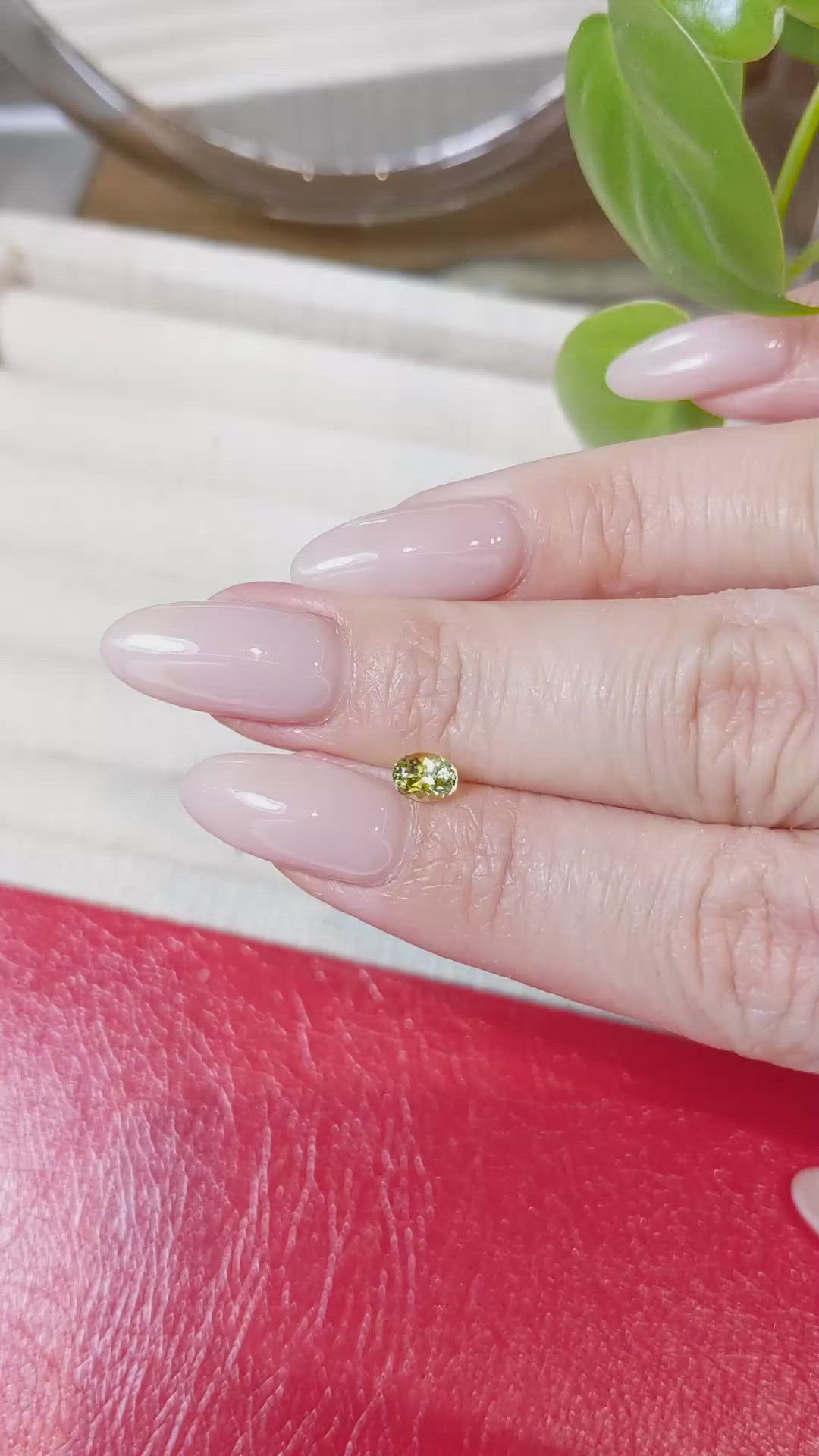 0.53 Ct. Greenish Yellow Sapphire from Montana Size Video