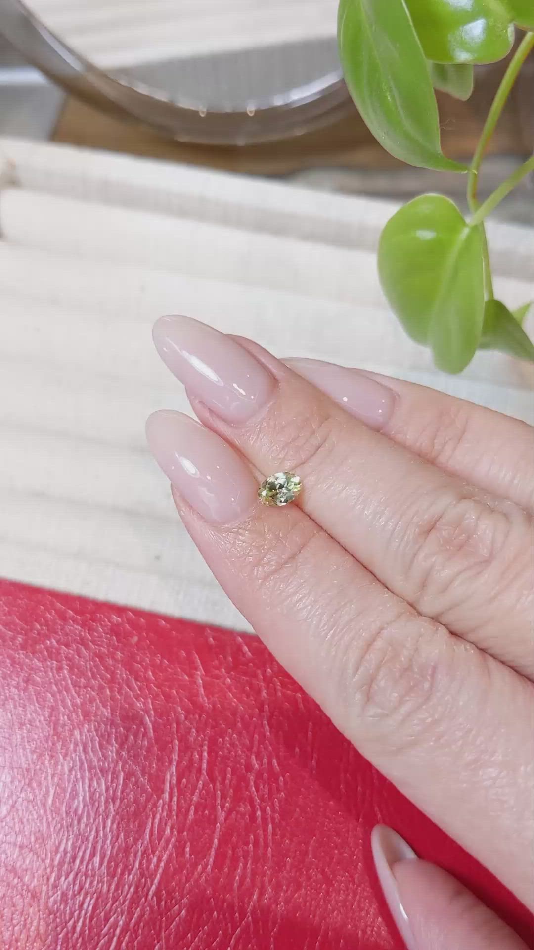 0.56 Ct. Greenish Yellow Sapphire from Montana Size Video