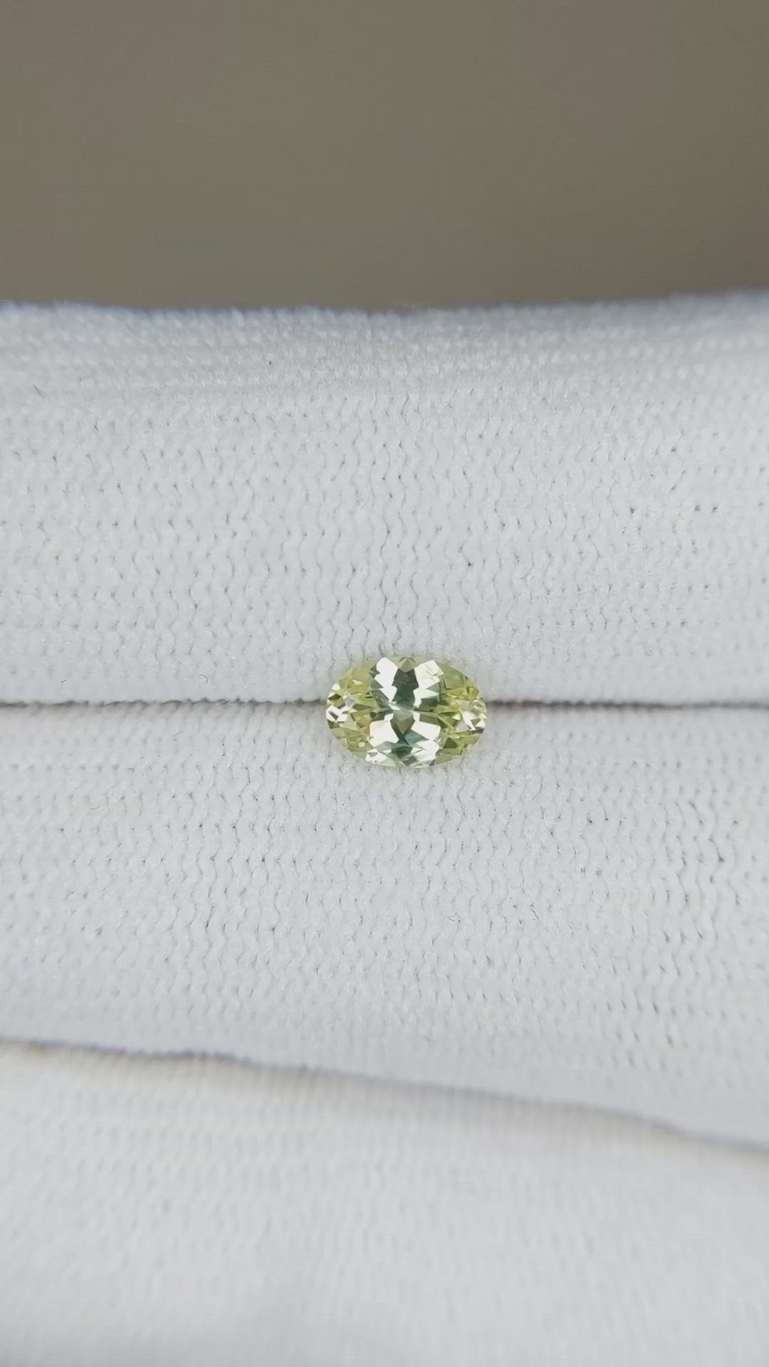 0.56 Ct. Greenish Yellow Sapphire from Montana Size Video
