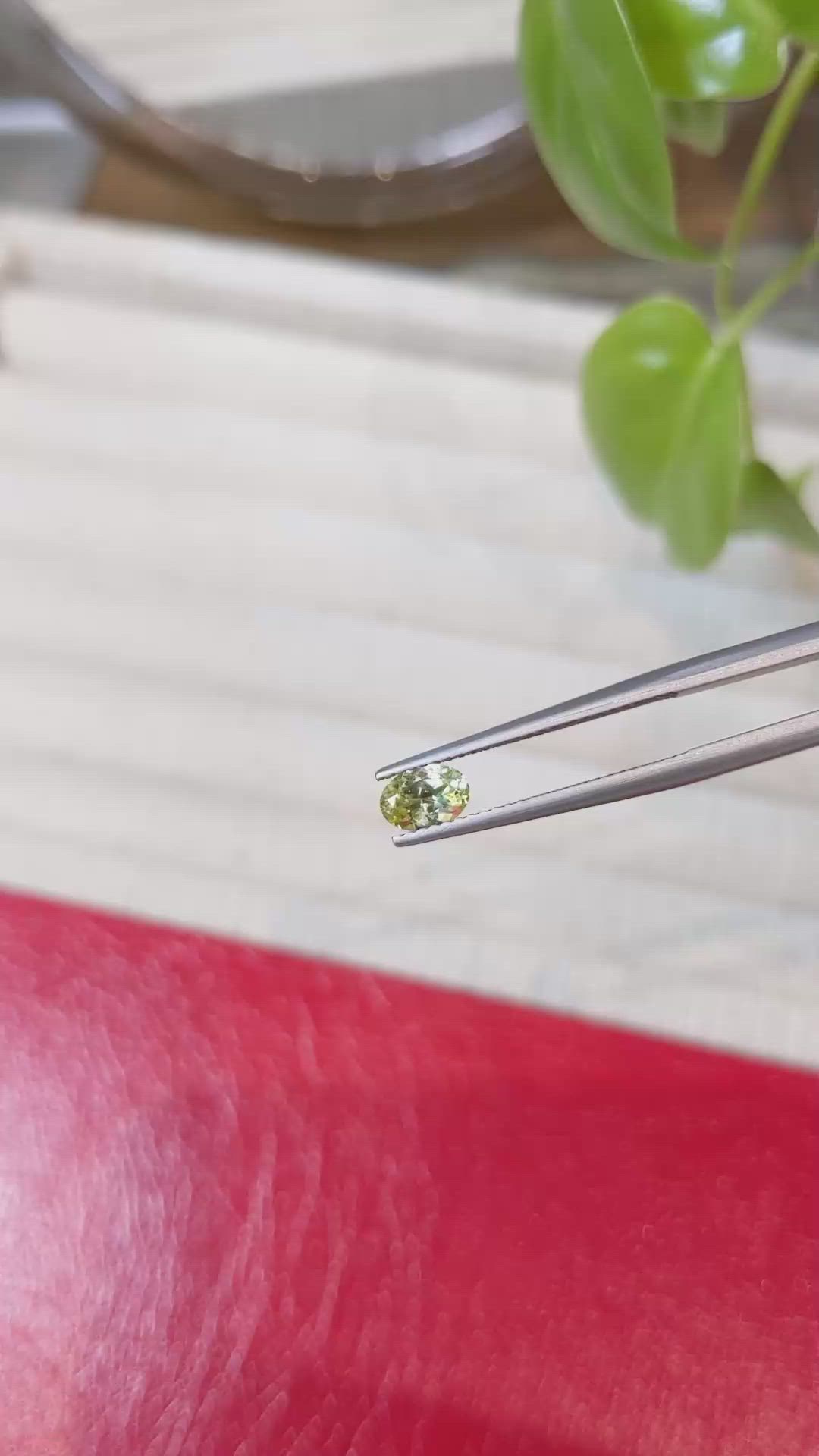 0.56 Ct. Greenish Yellow Sapphire from Montana Size Video