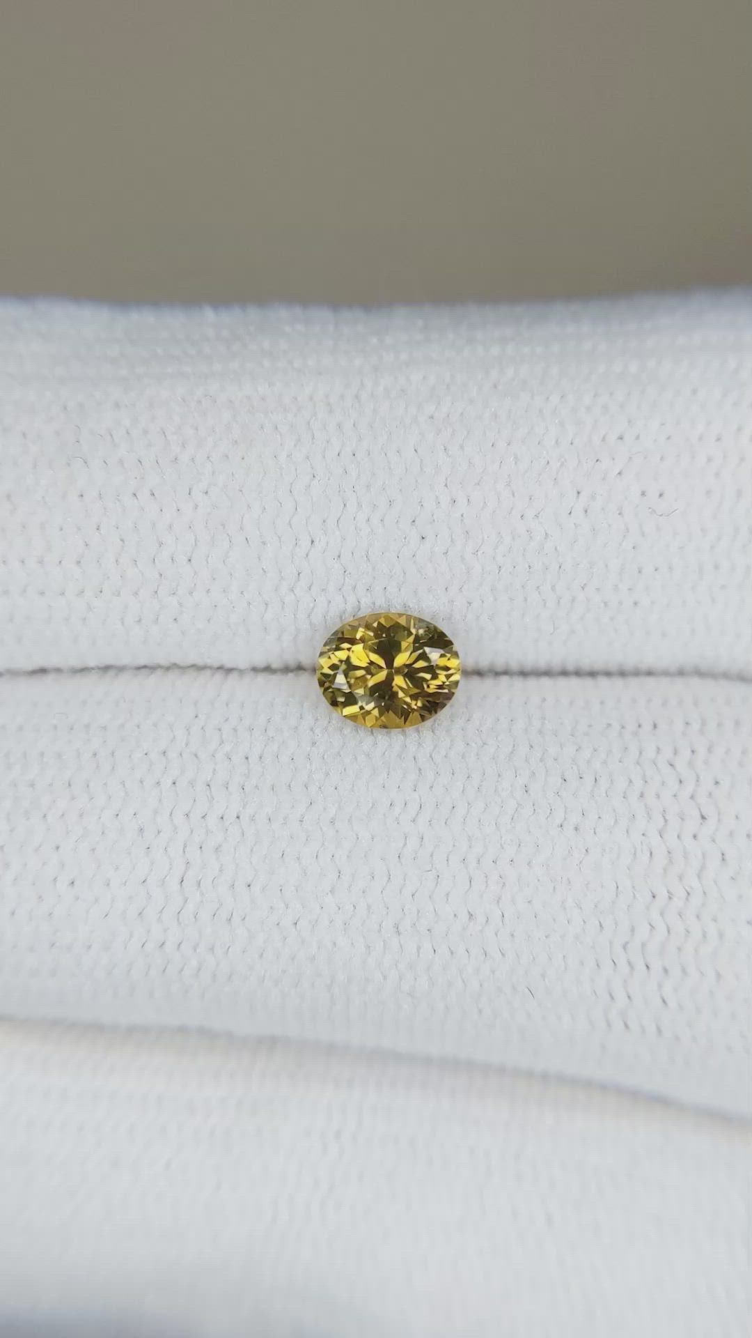 0.58 Ct. Greenish Yellow Sapphire from Montana Size Video