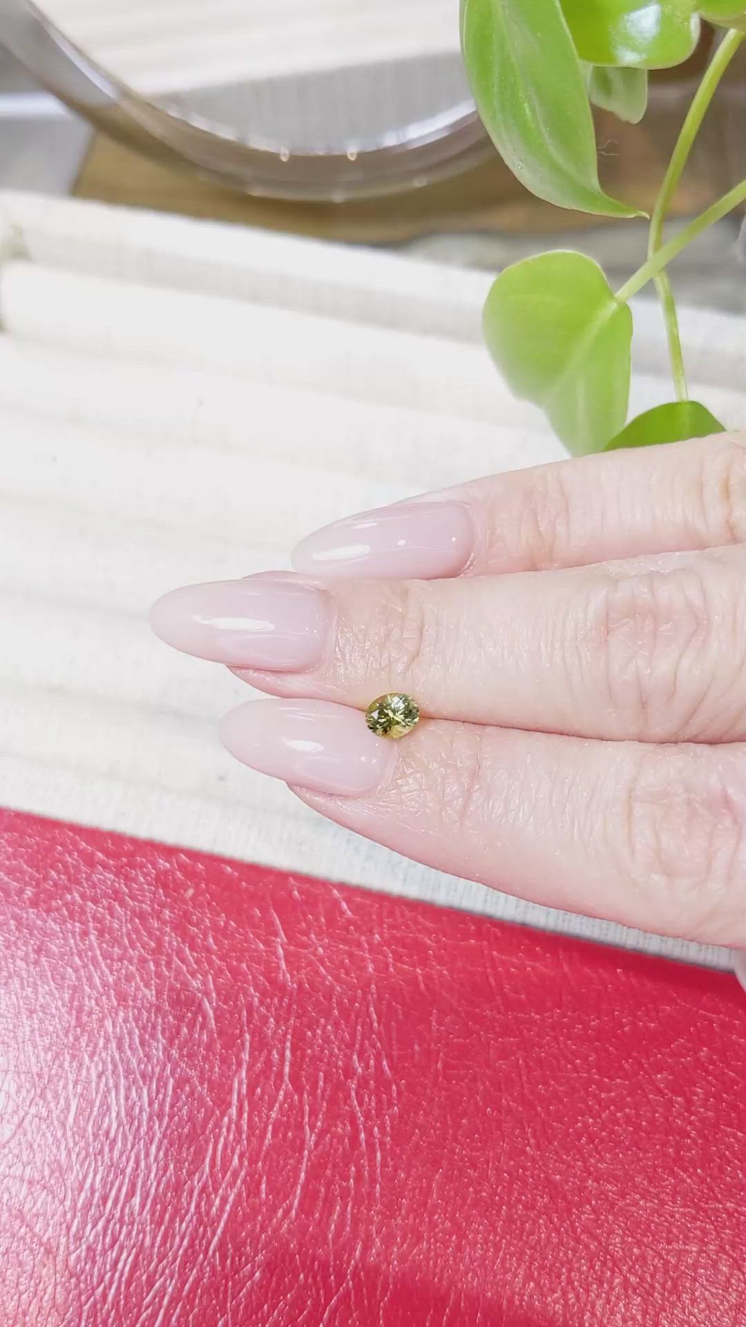 0.58 Ct. Greenish Yellow Sapphire from Montana Size Video