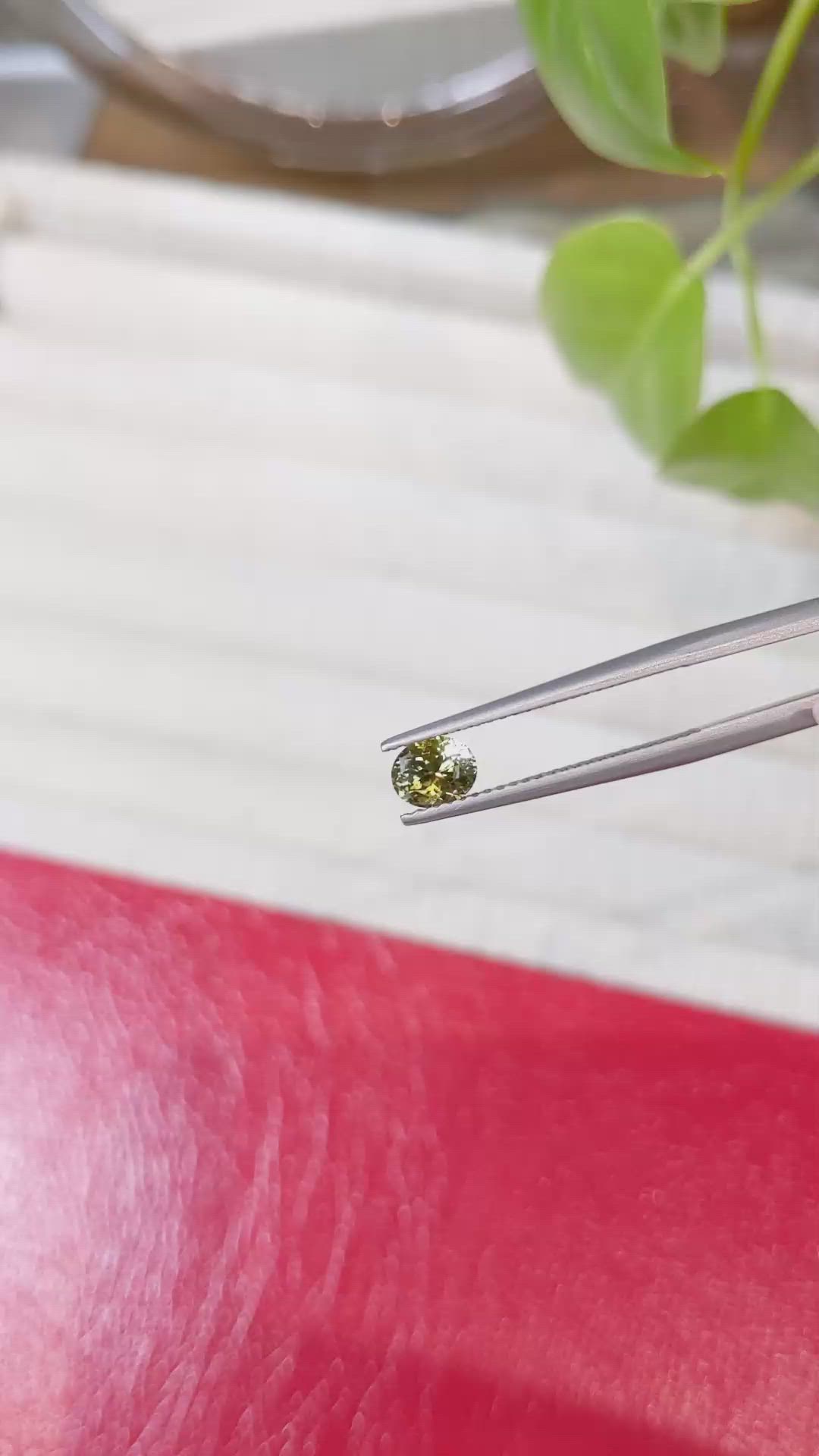 0.59 Ct. Greenish Yellow Sapphire from Montana Size Video