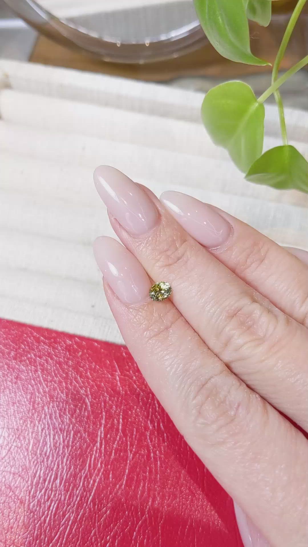 0.59 Ct. Greenish Yellow Sapphire from Montana Size Video