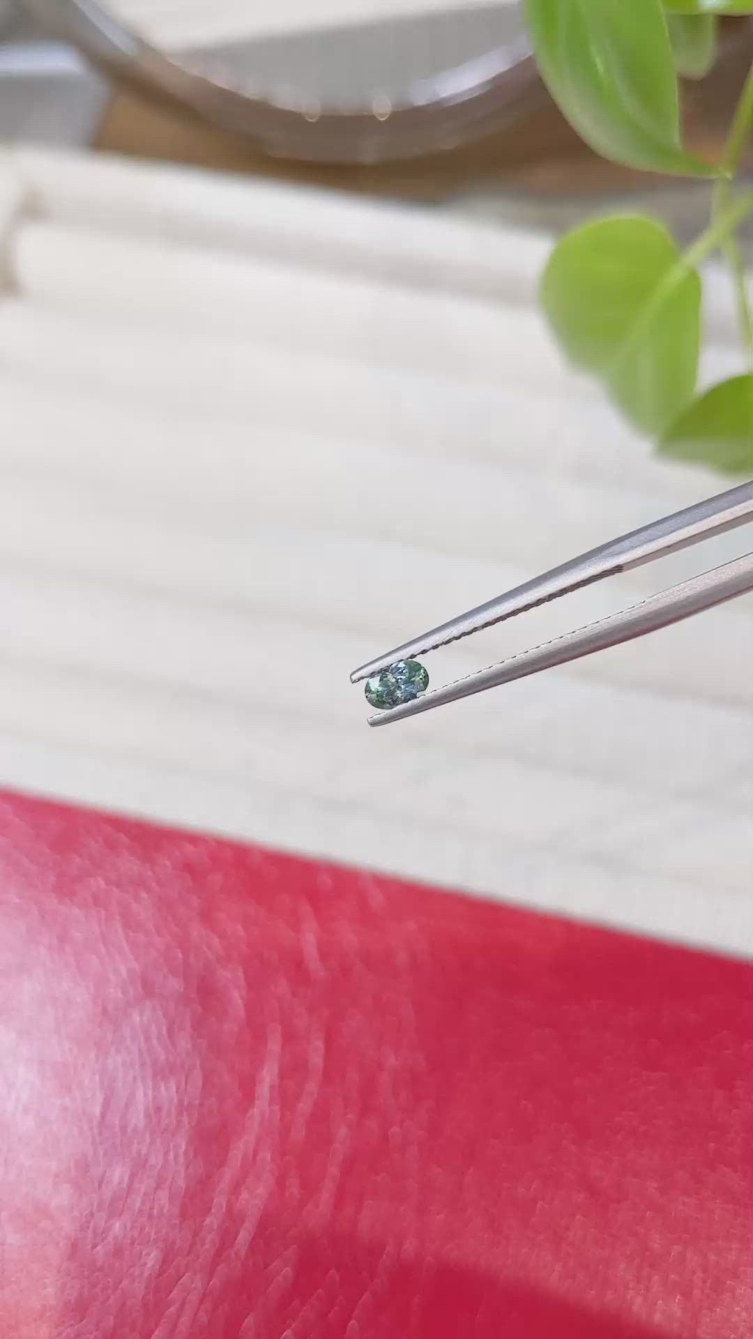 0.21 Ct. Bluish Green Sapphire from Montana Size Video