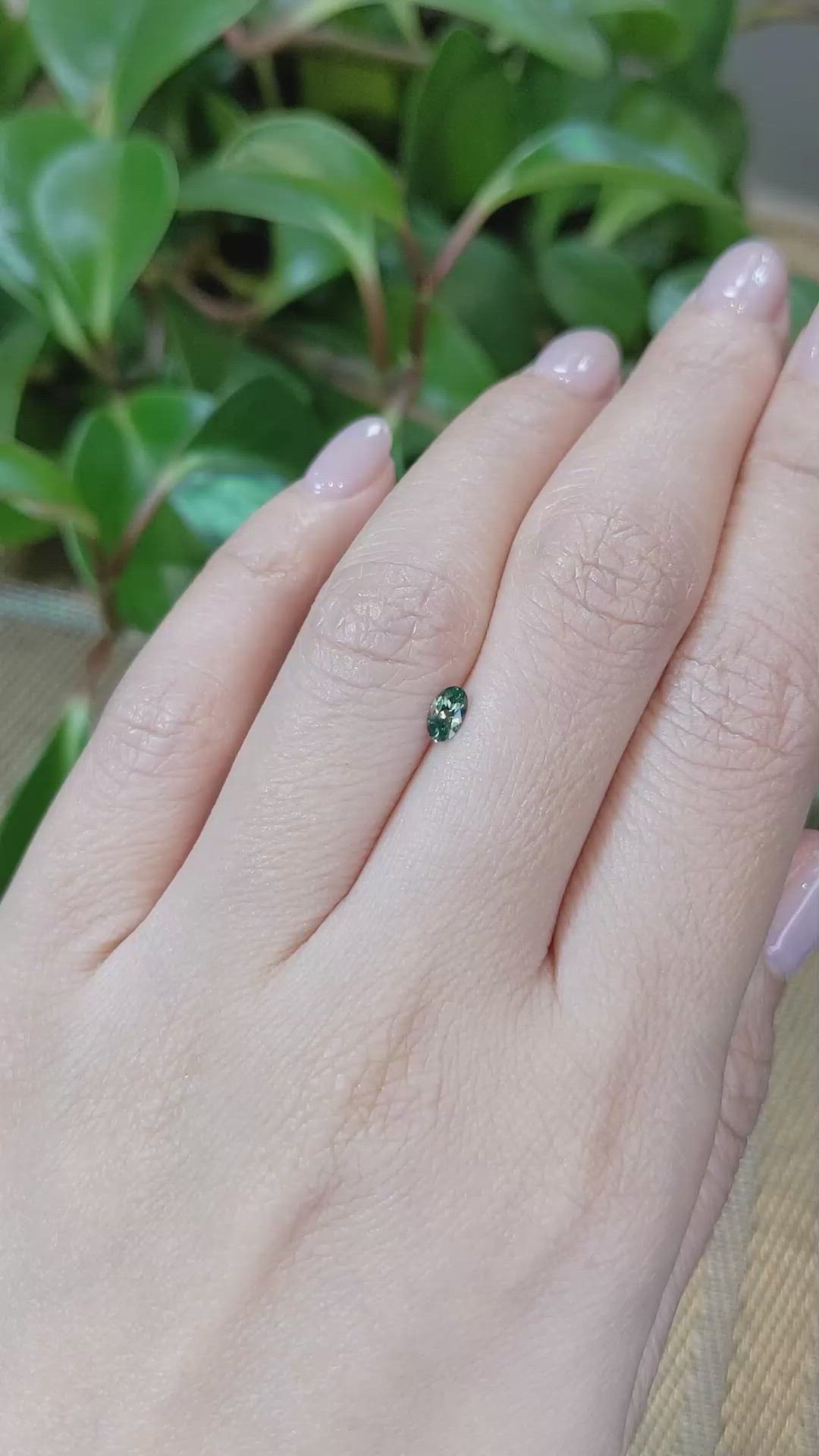 0.24 Ct. Bluish Green Sapphire from Montana Size Video