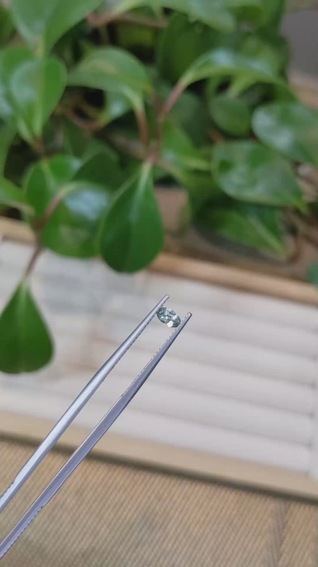 0.25 Ct. Bluish Green Sapphire from Montana Size Video